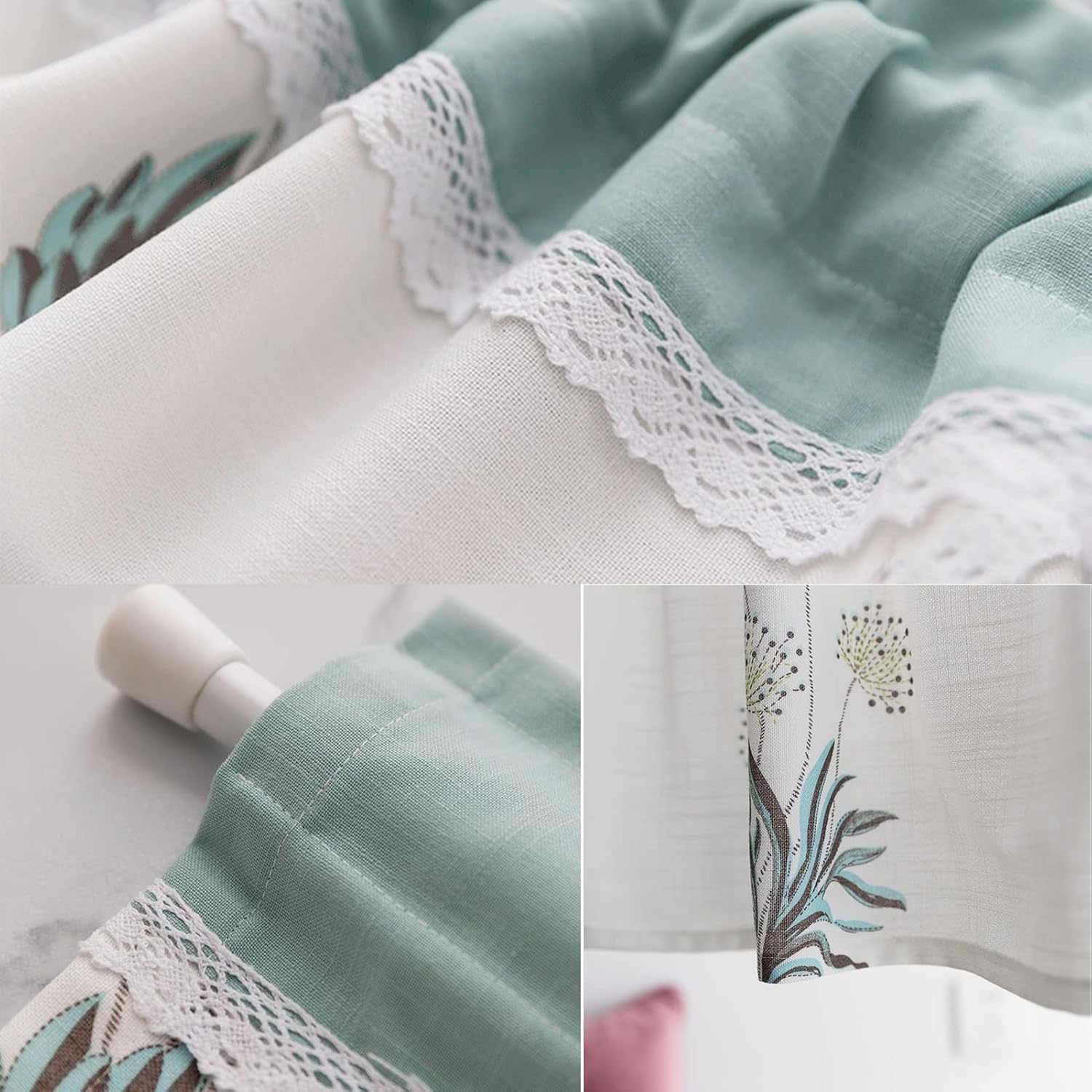 Short Cotton linen Kitchen Curtain Valance, Country style print half Tier Curtains, Small Window Decor Blackout Curtains Panel for Cafe, Bistro, Bedroom, Bathroom, Rod Pocket ( Size : W200xH40cm/78.7x