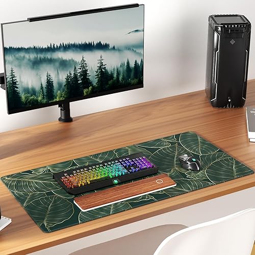 Miniatura 132 de KTRIO - Alfombrilla de mouse grande para juegos con bordes cosidos, extendida, tela microtejida superior, base antideslizante, almohadilla de Negro