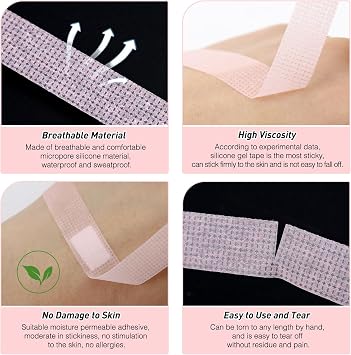 Obeyalash 3 Rolls Lash Extension Tape Eyelash Tape for Lash Extensions Micropore Tape Silicone Gel Tape Green Blue Pink Medical Tape for Lashes, Makeup, Wound Care, Sensitive Skin