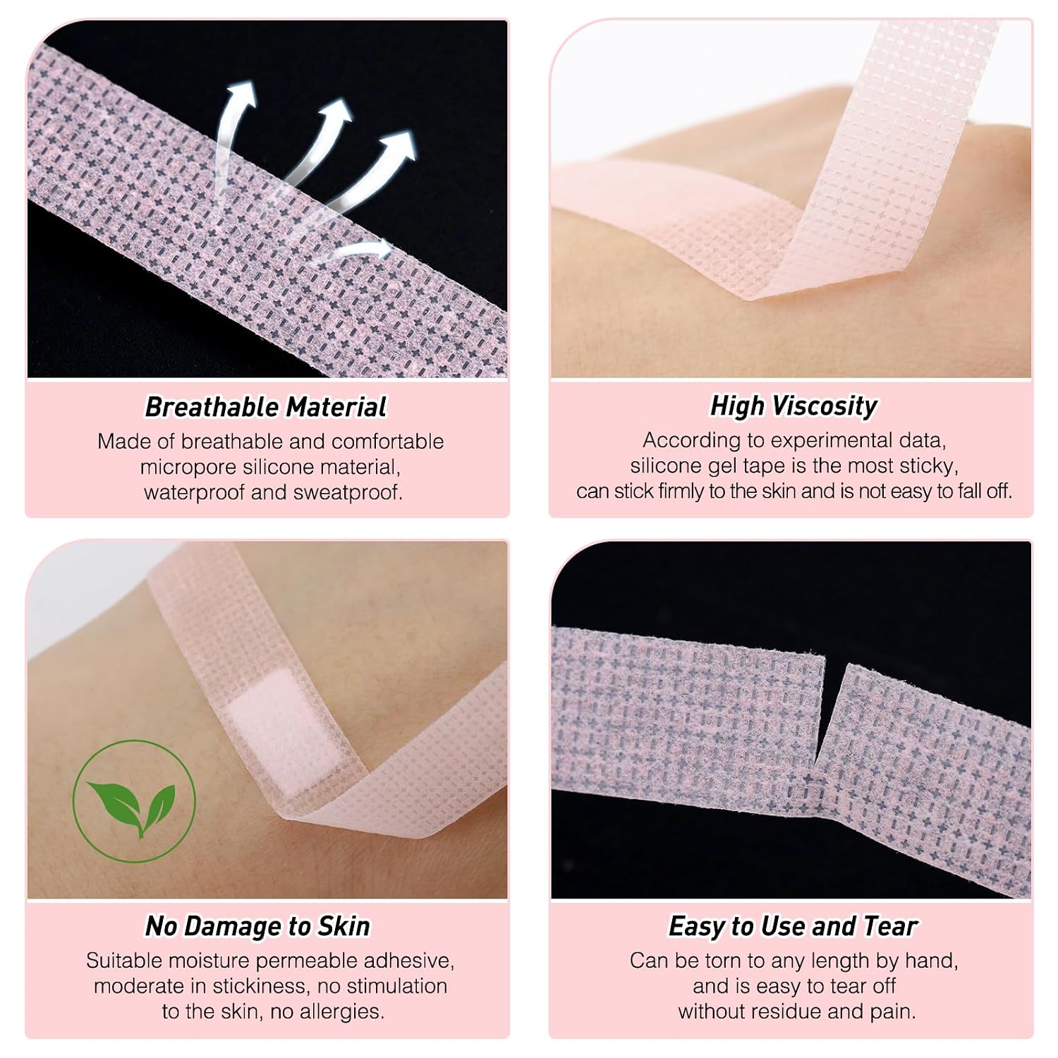 Obeyalash 3 Rolls Lash Extension Tape Silicone Gel Eyelash Tape for Lash Extensions, Latex Free Sensitive Skin, Micropore Breathable, Pain-Free Removal for Makeup Supplies(1in x 4yd,Green Blue Pink)