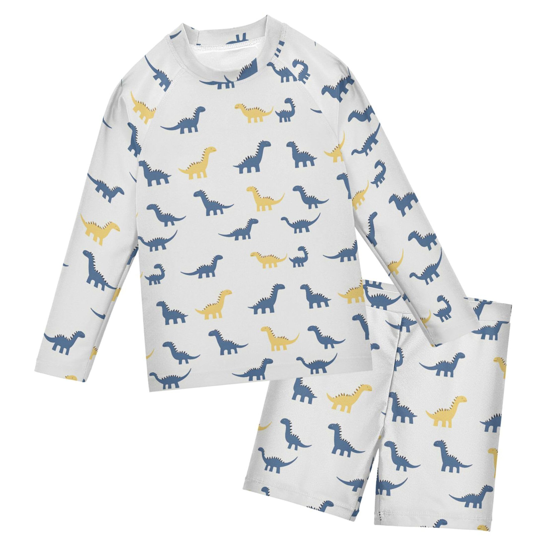 Dinosaur Dino Cute Baby Boys' Toddler Long Sleeved Rashguard Swim Bathing Suit Set B0403531