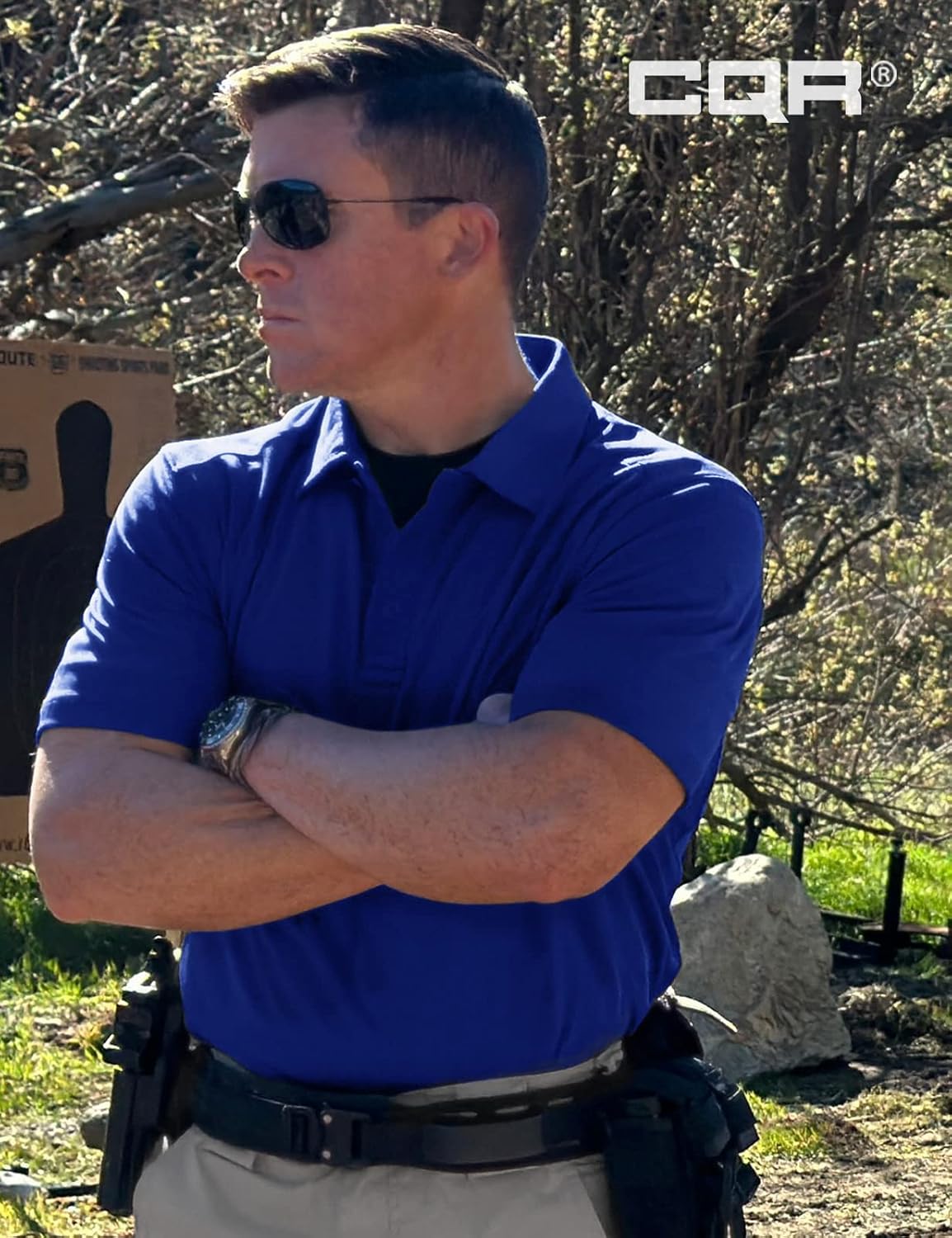 CQR Men's Polo Shirts, Tactical Short Sleeve Golf Performance Shirts, Lightweight Dry Fit UPF 50+ Pique - Image 9