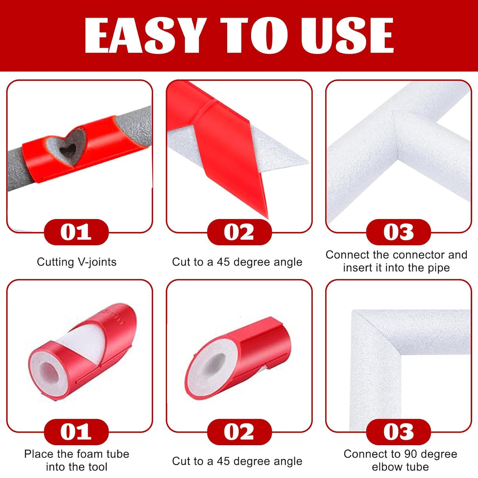 3 PCS Pipe Lagging Cutting Tool, Lagging Cutting Tool Set for Plumbers, Ideal Tube Cutting Slices Pipe Insulation Cutting Tool, Pipe Insulation Foam Tube Lag Cut Tool for 15mm, 22mm, 28mm - Image 4