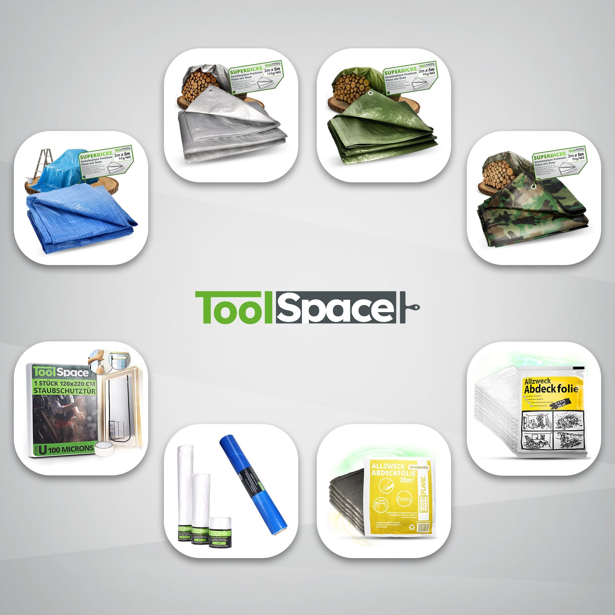ToolSpace Telone in tessuto 10x15 m | Blu 50g/m² | Impermeabile | Telo per barca, legno, costruzione, campeggio