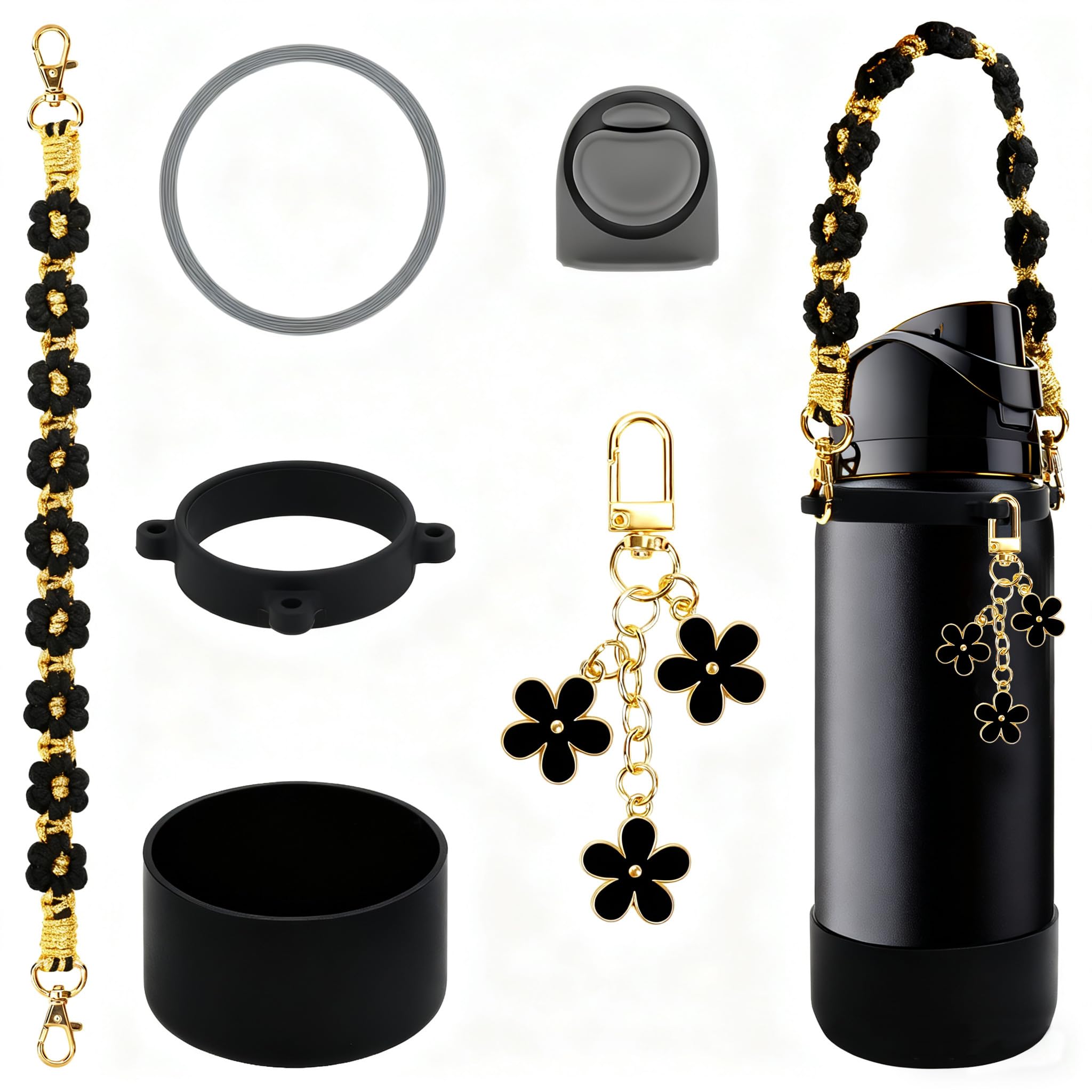 Comprehensive Compatible Owala Accessories Set: Silicone Boot for 24oz & 32oz Bottles, Water Bottle Handle Strap, Bottle Seal Ring, Replacement