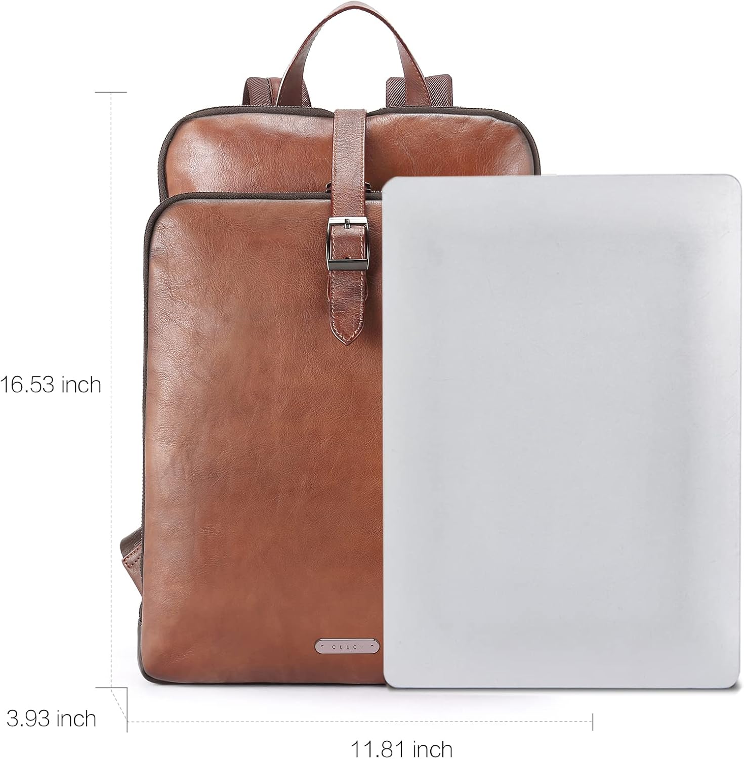 CLUCI Leather Backpack for Women 15.6 Inch Laptop Backpack Vegetable Tanned Full Grain Backpack Purse for Women Work Daypack