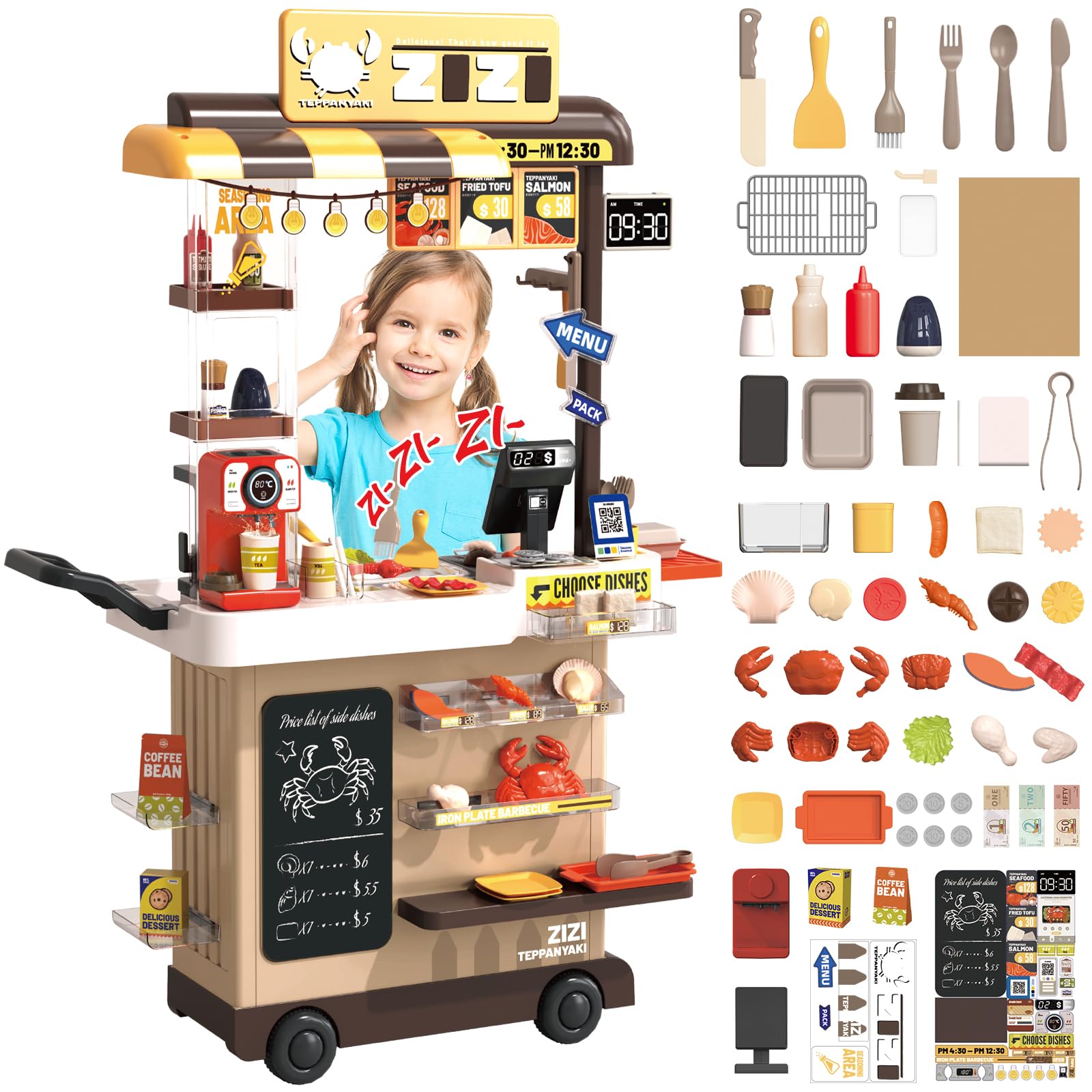 Amazon.com: deAO Kids Kitchen Playset 83PCS Grill Shop with