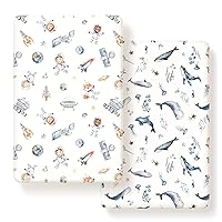 Vista 8 de Juego de 2 sábanas ajustadas de punto de jersey elástico ultra suave, se adapta a sábanas portátiles/mini cunas, almohadillas de colchón