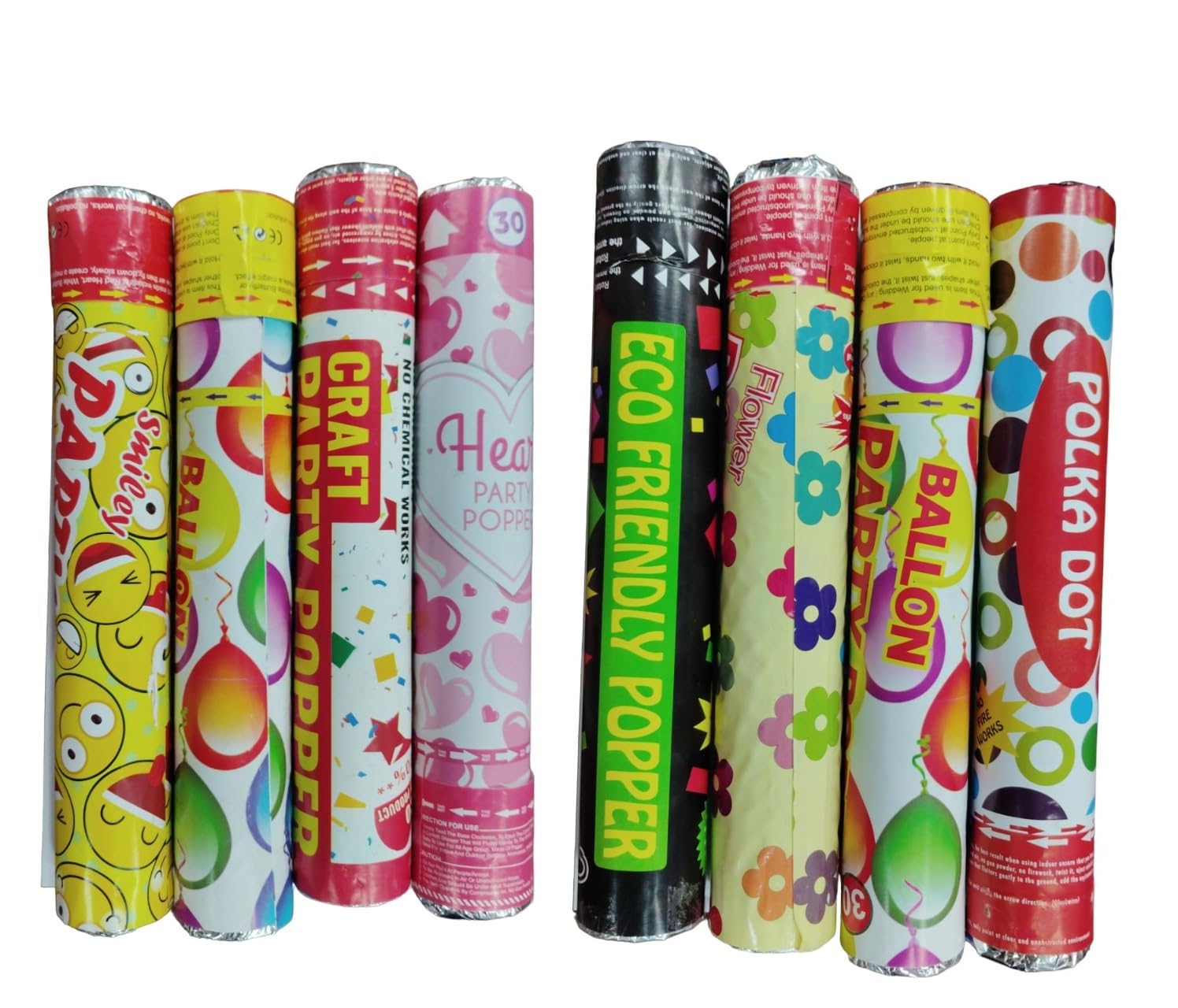 Crave Party Poppers - Assorted Confetti Poppers for Birthdays, Bachelor & Anniversary Parties (2 Pack, 30cm)