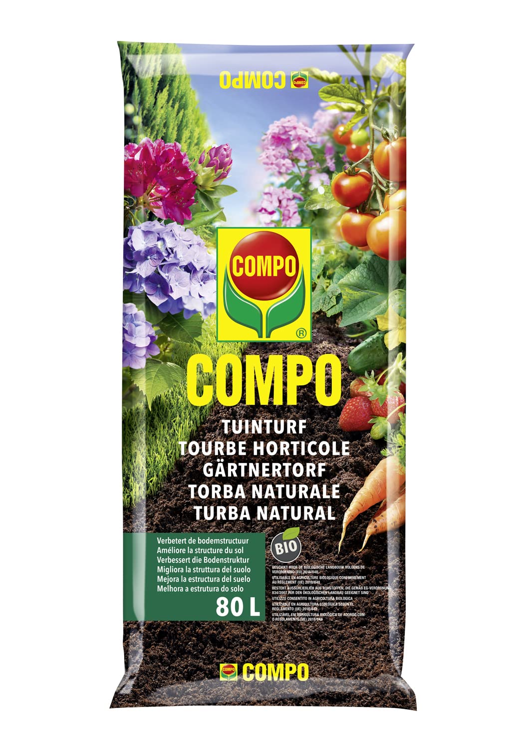 COMPO Gärtnertorf, Torba Bionda Naturale, Per il Miglioramento dei Terreni, Consentito in Agricoltura Biologica, Sacco 80 L