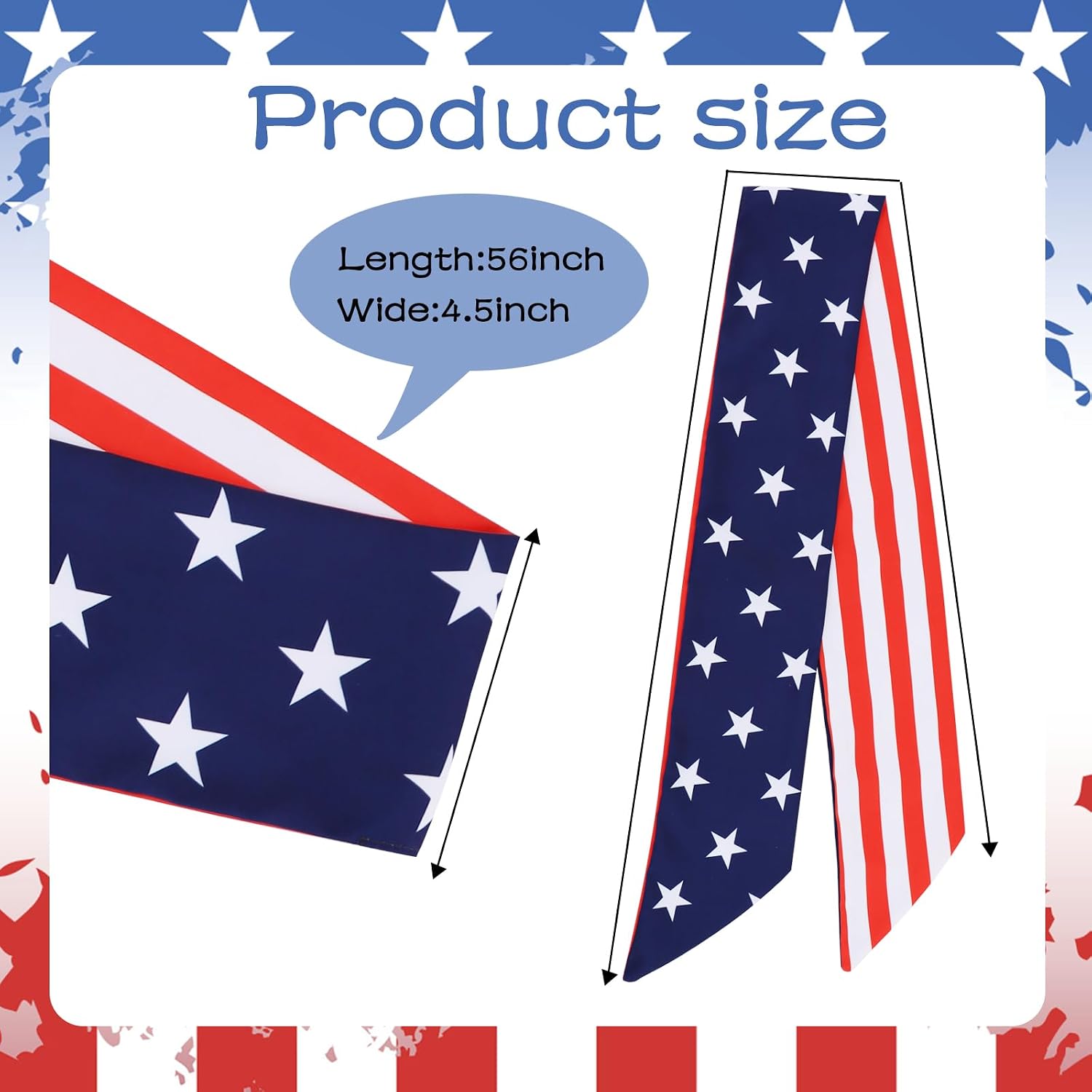 TONIFUL Patriotic Wreath Sash for Front Door Satin Ribbon Sash for America 250 Decoration Wreath Accessories, Garland, Indoor Outdoor 4th of July Independence Day Party Decoration 4.5" x 56"