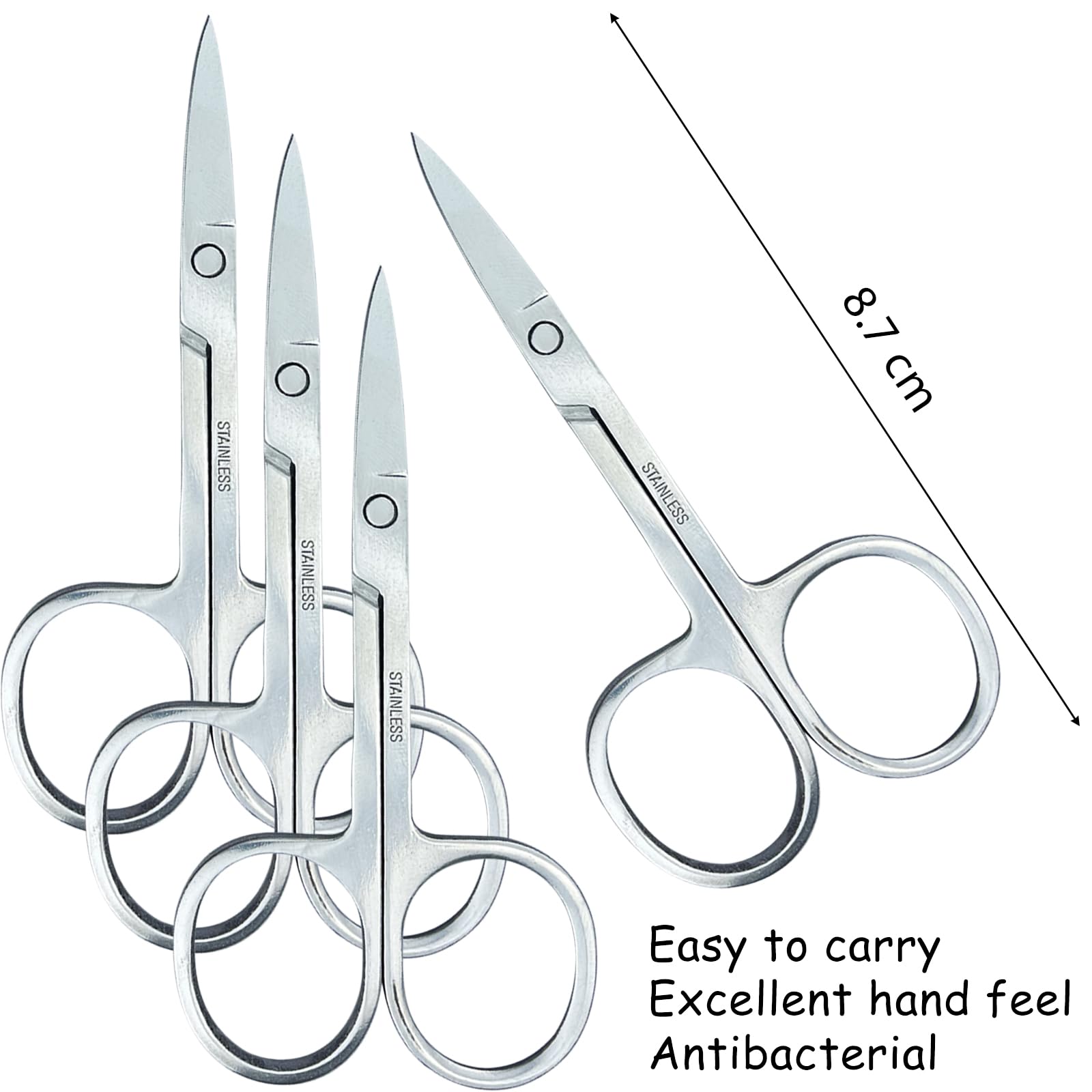 3 Pcs Nail Scissors Professional Multi-Purpose Curved Blade Eyebrow Scissors Sharp Cuticle Scissors for Toenails Manicure - Image 2
