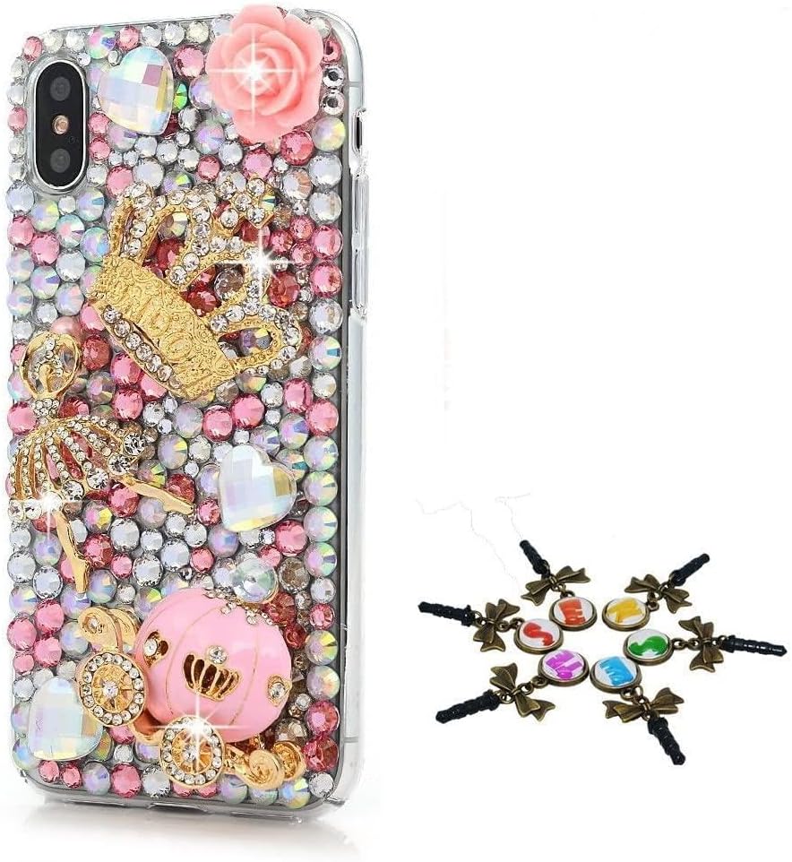 STENES Compatible with Samsung Galaxy S26 Ultra Case, Sparkling Rhinestone High Heel Crown Pumpkin Car Flowers Handmade 3D Diamond Design, Bling Phone Cover for Women, Blue