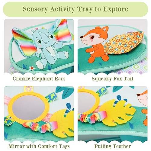 Miniatura 6 de Asiento inflable en forma de U mejorado para bebé de 3 a 36 meses, silla de bebé portátil con bandeja sensorial de actividad para sentarse, asientos