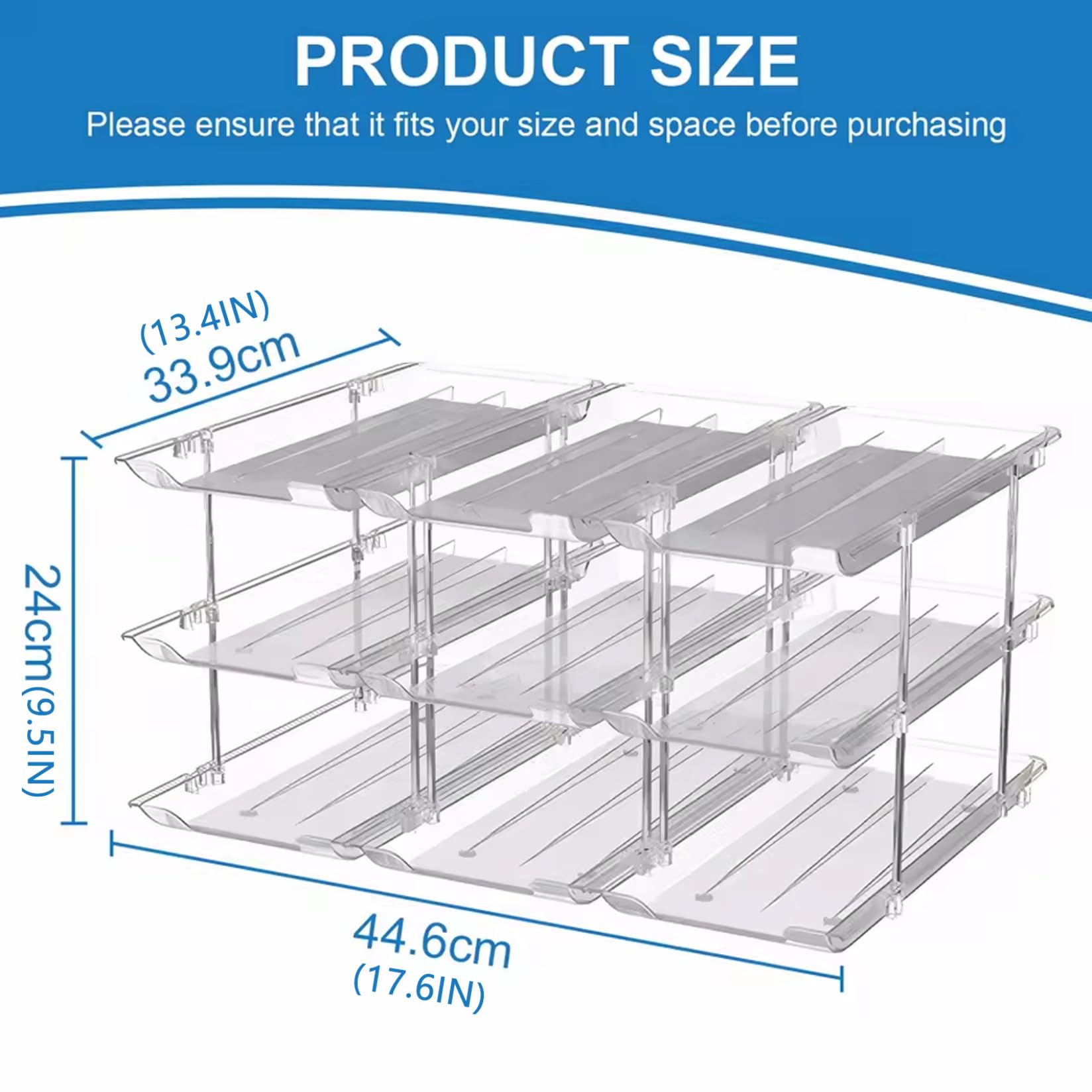 Soportes para latas para despensa Organizador de latas de plástico transparente de 3 niveles para gabinete de cocina, refrigerador, mostrador, almacenamiento, dispensador de alimentos enlatados