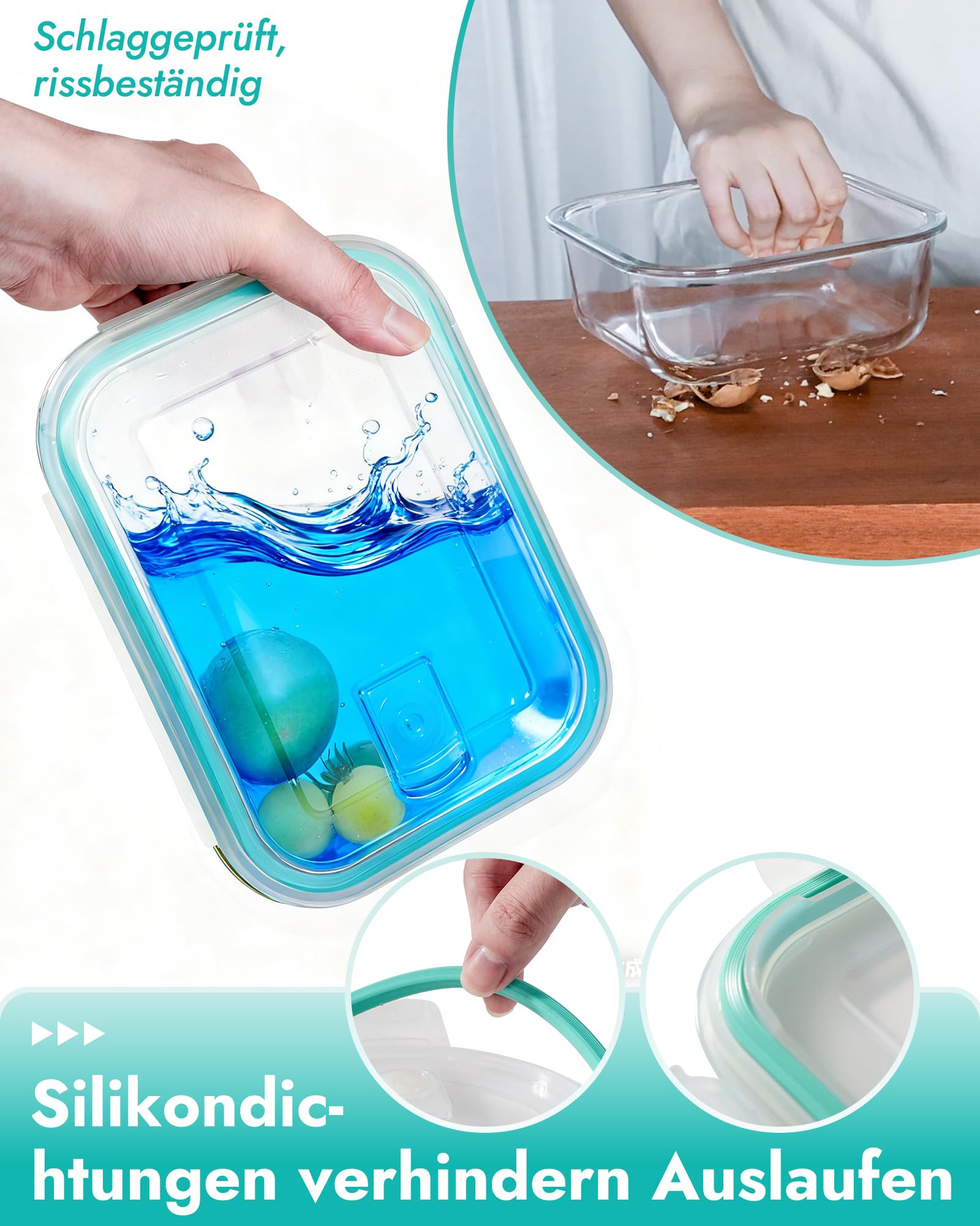 Frischhaltedosen aus Glas 8er-Set – Vorratsbehälter, Ofenfest (-20°C bis 510°C), Luftdichter Verschluss, Stapelbar, Geschenkverpackung