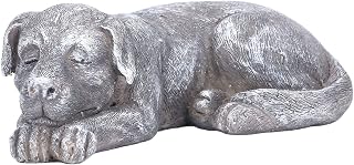 Hapivida Dog Garden Statue, Puppy Garden Memorial Stone Sleeping Dog Sculpture Decor Outdoor Resin Realistics Sculptures Gift Grey