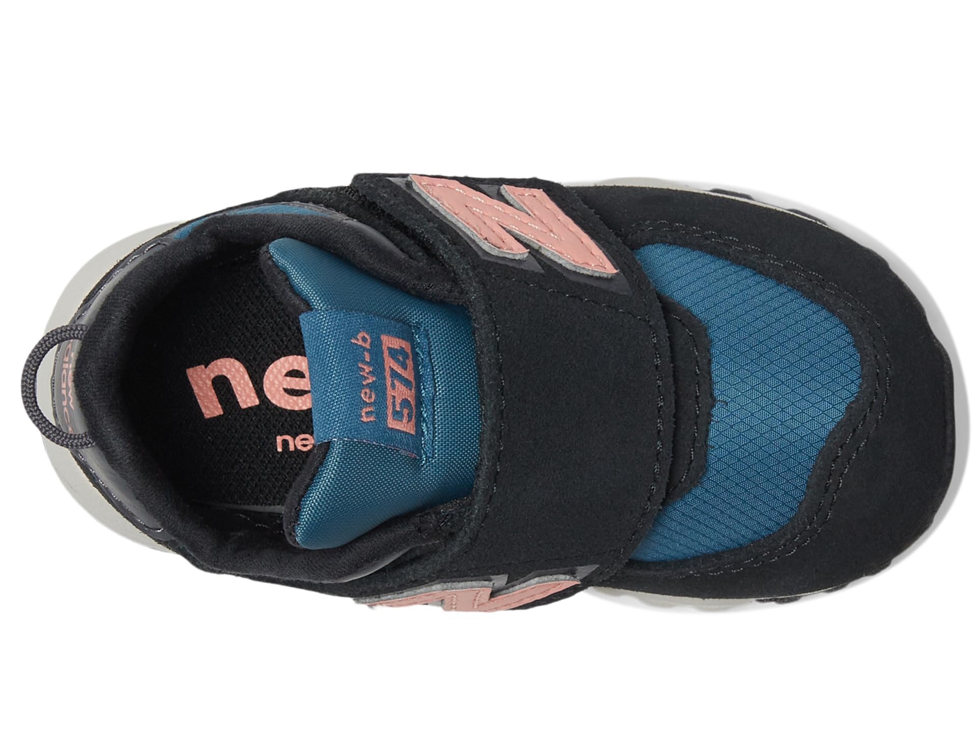 New Balance Baby 574 V1 Season New-b Hook and Loop Sneaker, Black/Omega Pink, 2 US Unisex Infant
