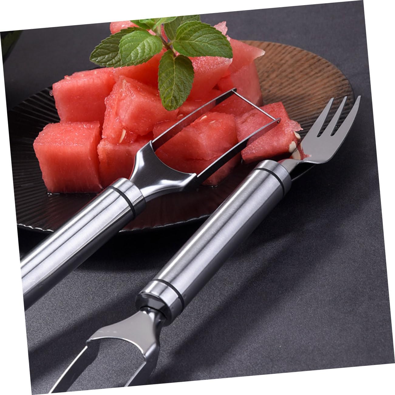 Stainless Steel Watermelon Fork Slicer Cutter Utensil for Quick Watermelon Cutting Easy Manual Fruits Cutter and Melon Slicer Tool for Home Use
