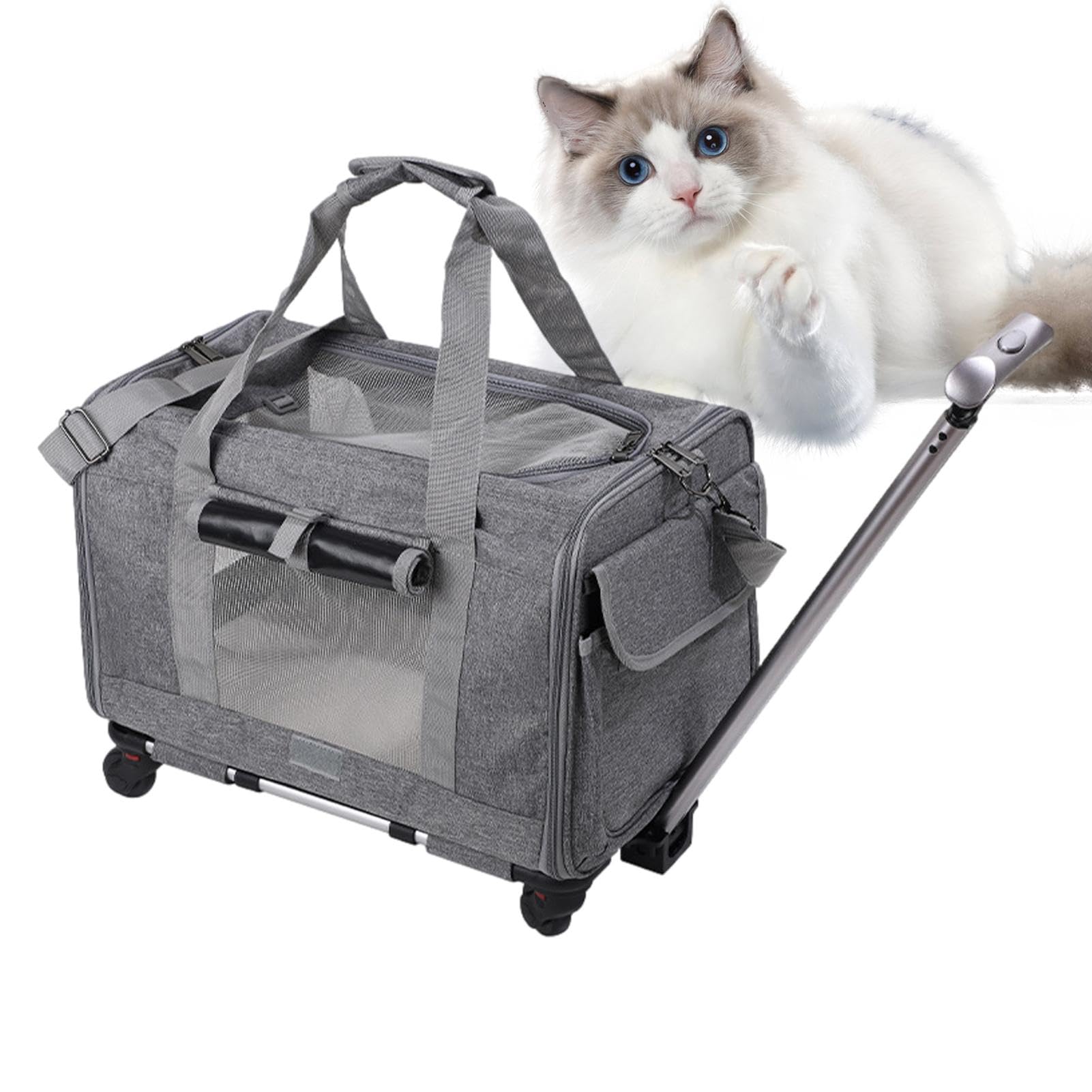 Reisetasche für Hunde – Transportbox für Haustiere mit Tragegurt, Reisetasche für Katzen, kleine Tragetasche für Hunde und Katzen mit Rollen, Flugzeug-zugelassene Reisetasche | Reisetasche für Katzen, kleine Tragetasche für Hunde und Katzen mit Rollen, Fl