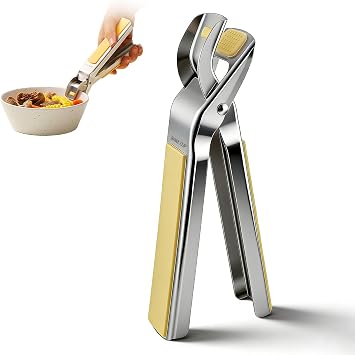 Stainless Steel Hot Plate Gripper, Anti Scald Plate & Bowl Holder Clip with Non-Slip Silicone Pads, Plate Gripper for Removing Hot Bowls Dinner Plates Pizza Pan from the Oven Microwave Air Fryer
