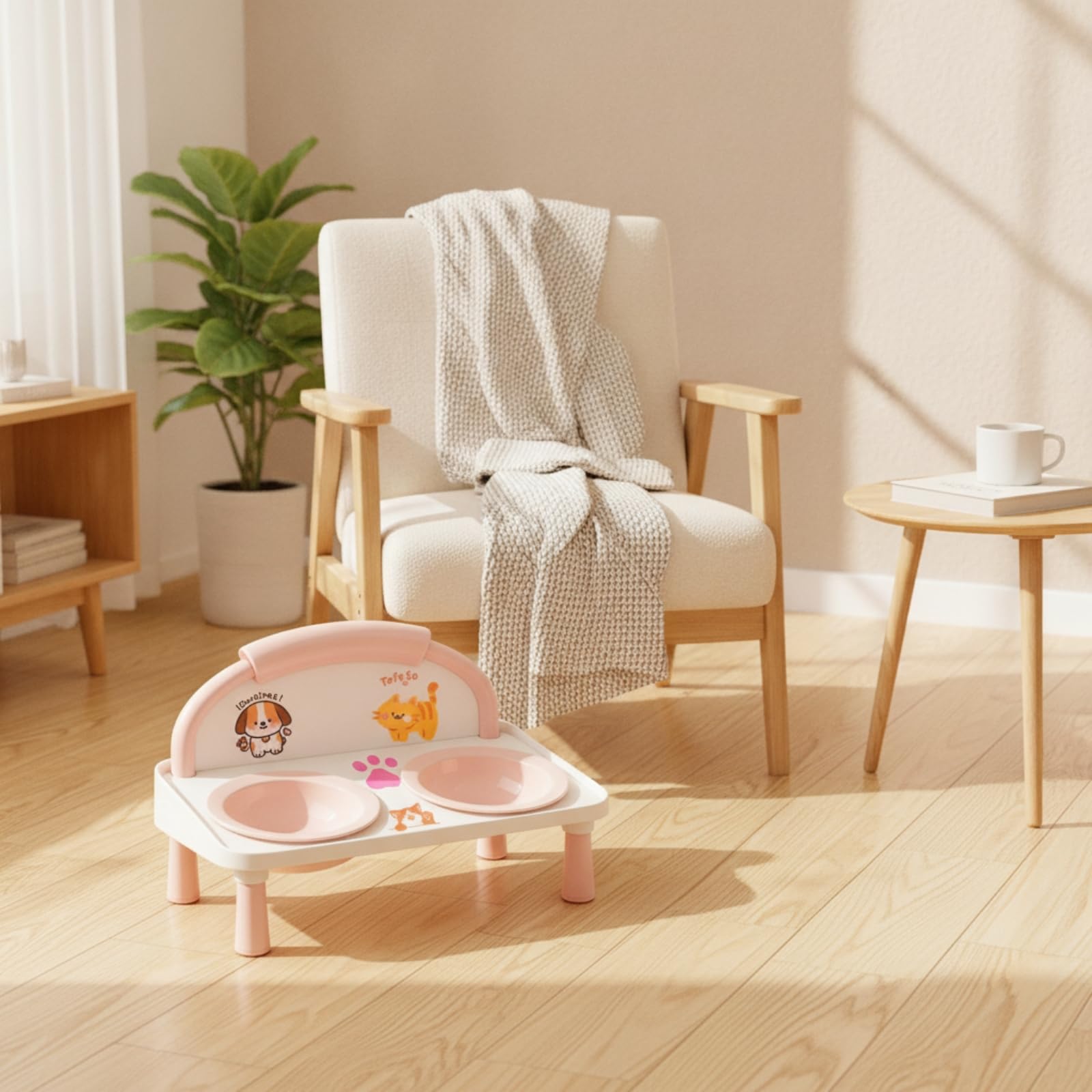 Baoblaze Ciotola Industriale Ciotola Mangiatoia Supporto Rialzato Ciotole Doppie Antiscivolo Ceramica Smaltata Facile da Pulire Stabilità Migliorata Adatta per, Pink