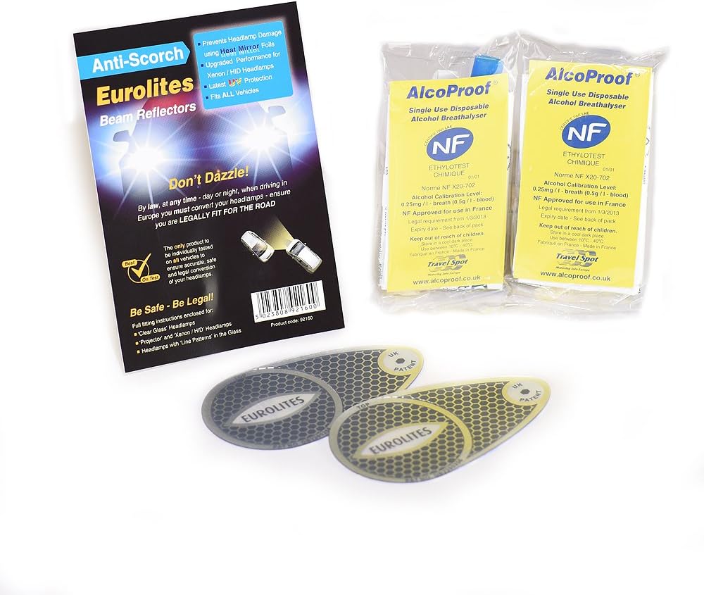 Family Motoring & Leisure European Headlamp Beam Deflectors Headlight Eurolites & AlcoProof Twin