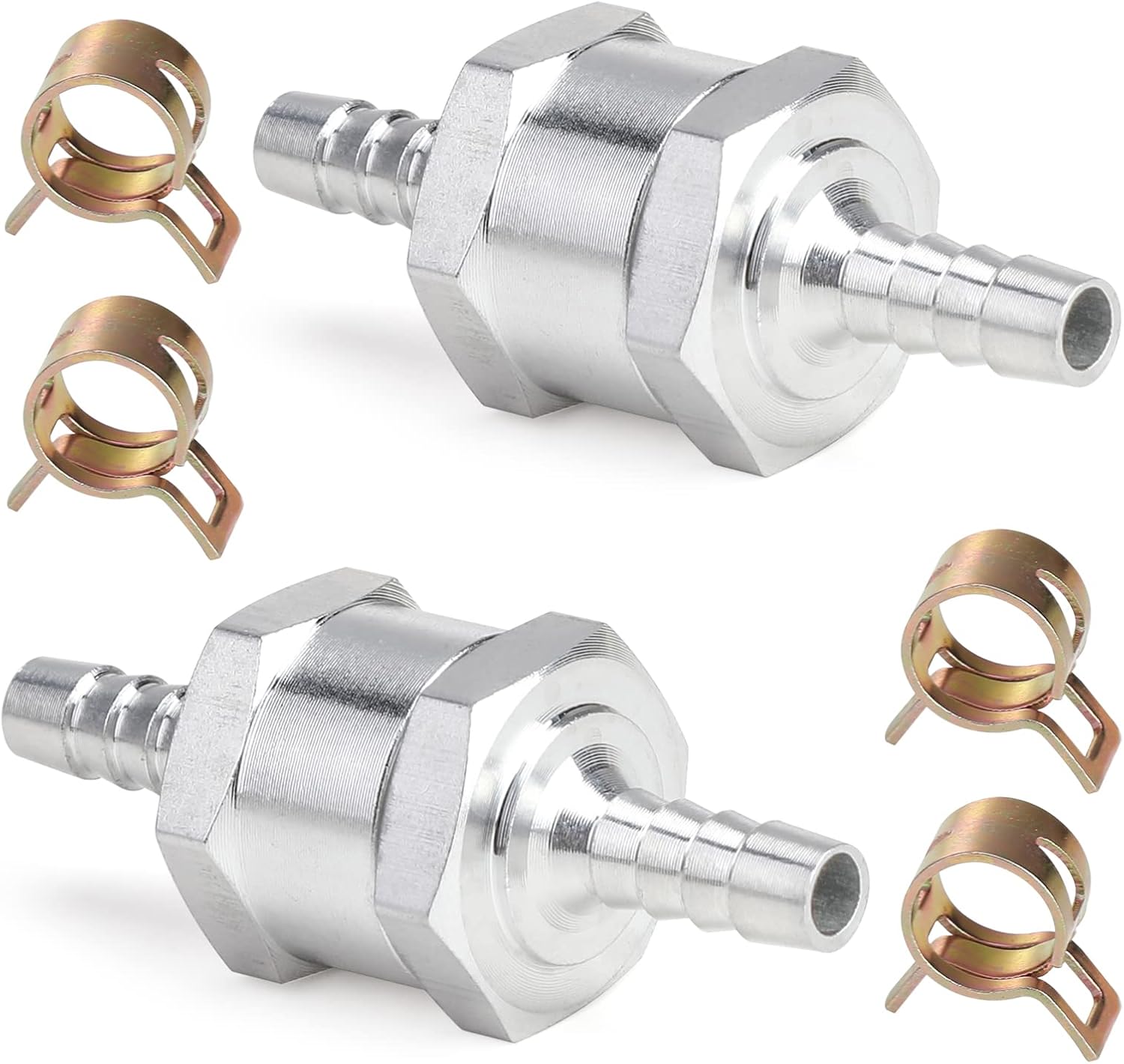 2PCS One Way Check Valve 6mm OD 1/4" Check Valve Fuel Liquid Air Inline Aluminum Alloy Non