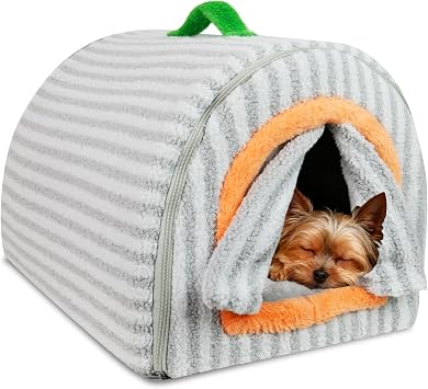 Dog House Indoor for Small Dogs & Cats, 2-in-1 Enclosed Dog Bed, Grey S