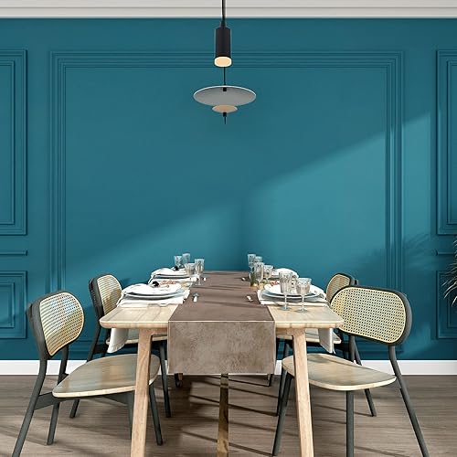 Vista 19 de FUKU MON Papel tapiz de 24 x 394 pulgadas, color azul marino, papel de contacto azul mate, papel de pared sólido, autoadhesivo, grueso, textura Azul