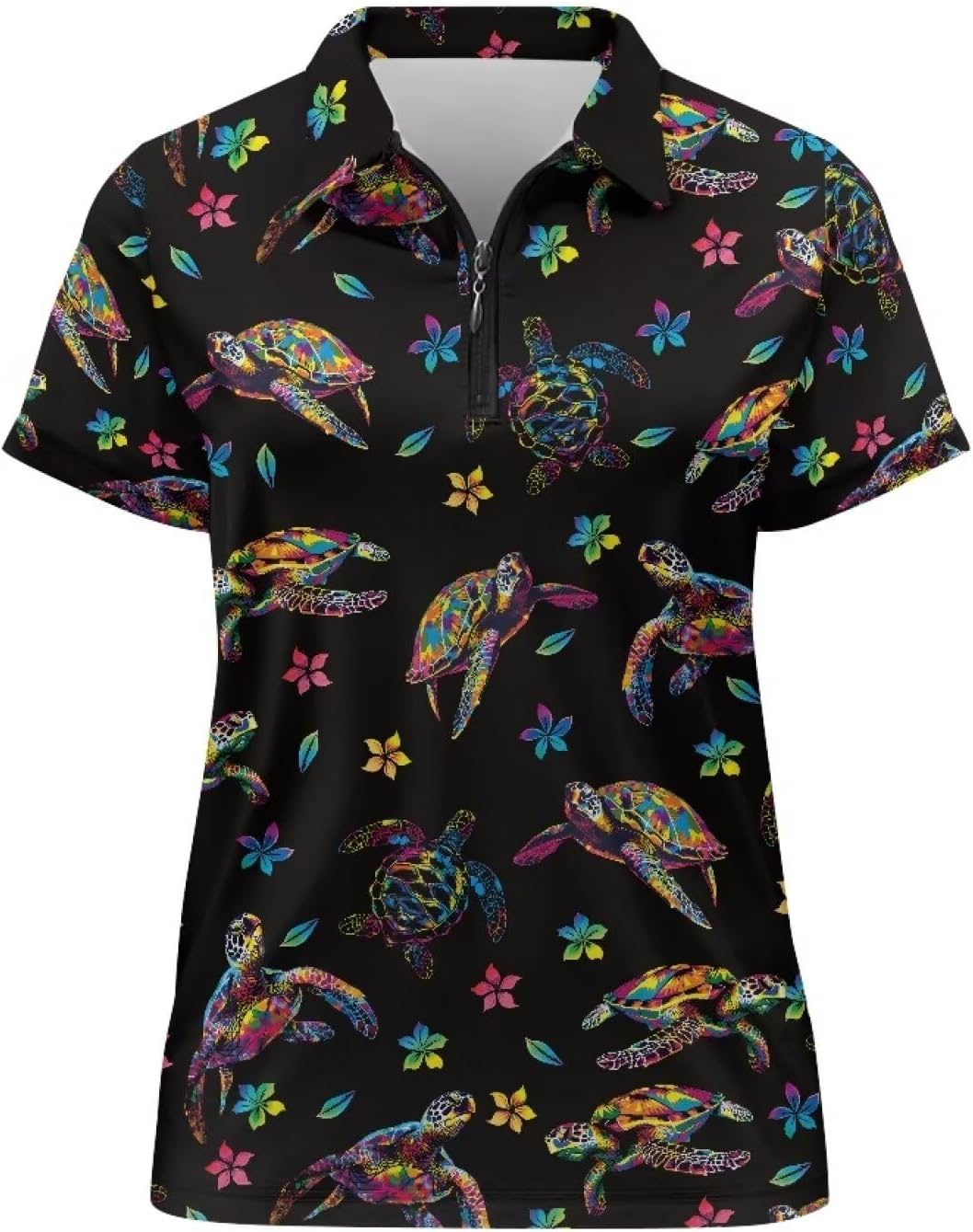 Suobstales Women's Golf Shirt Short Sleeve with Zip Up Quick Dry Stretch Tennis Collared Polo Shirts for Women Golf Clothes