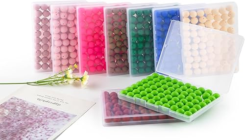 Miniatura 6 de Sunrony 70 cuentas de silicona, cuentas de silicona de 0.59 pulgadas para hacer llaveros, cuentas focales de silicona sueltas de goma para kit de
