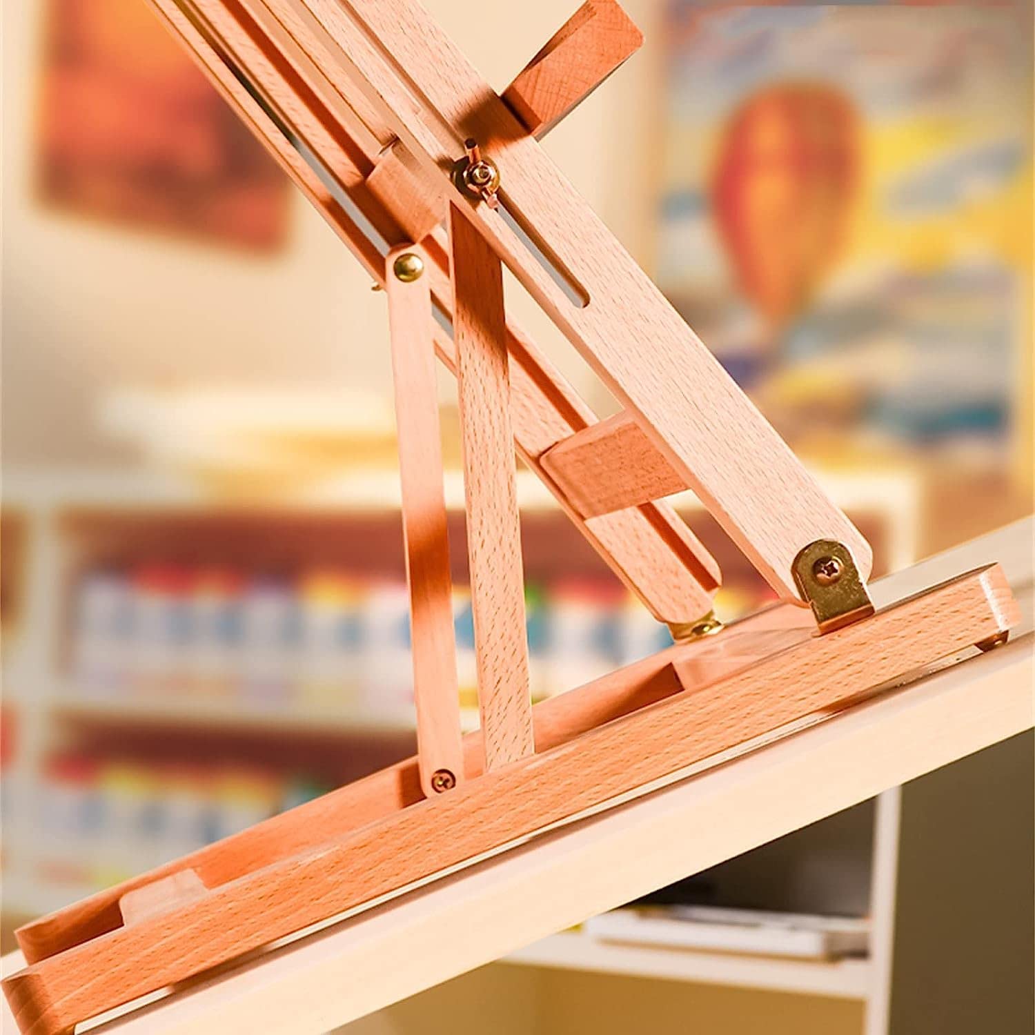 Cavalletto da Tavolo per Pittura, cavalletti da Tavolo in Legno con Struttura a H, cavalletti da Terra per Pittura