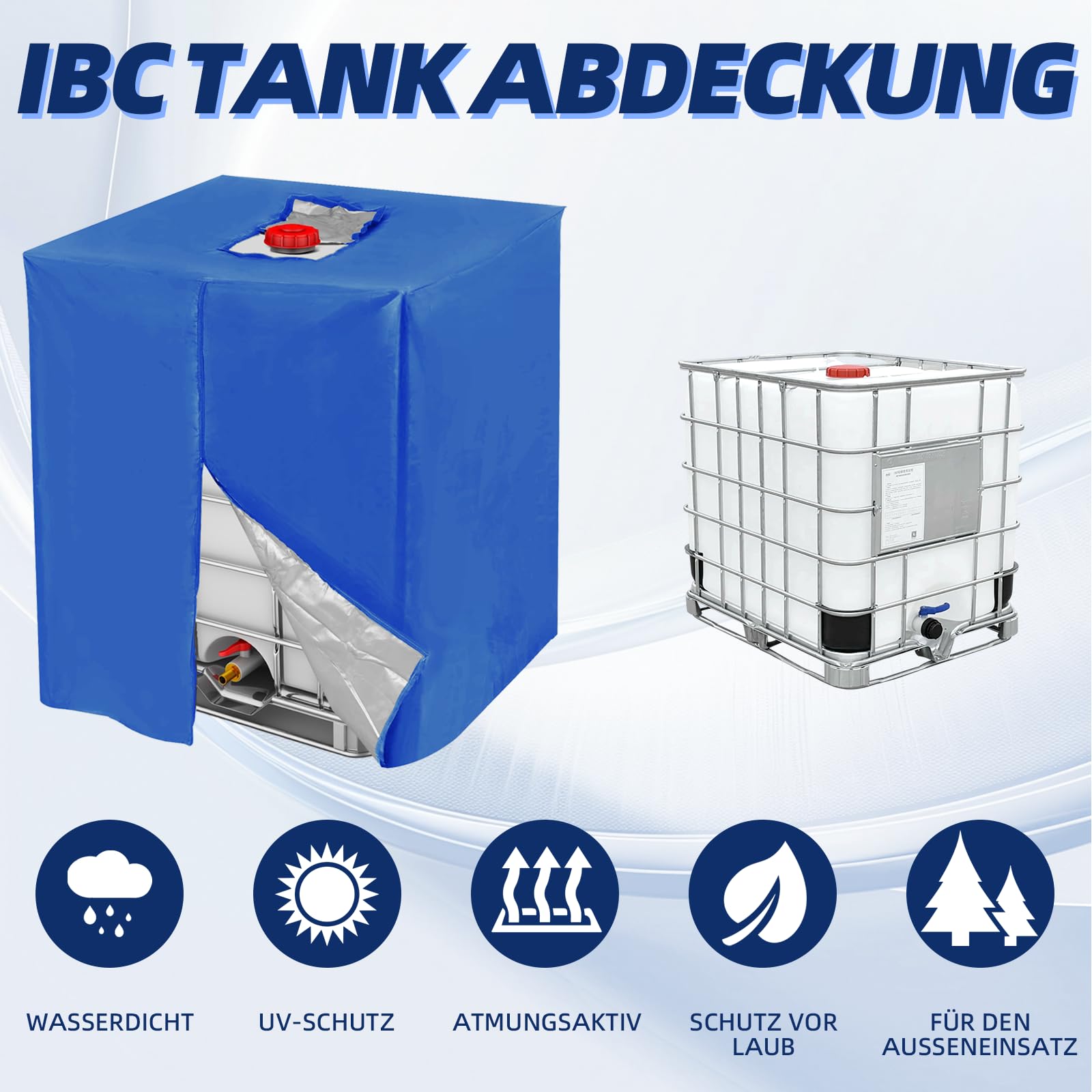 IBC-Tankdeckel, 420D Oxford-Gewebe, UV-beständig, wetterfest, regendicht und korrosionsbeständig, für den Außenbereich geeignet, 1000 l, 120 x 100 x 116 cm.