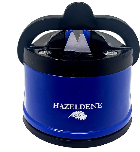 Hazeldene Knife Sharpener, Knife Sharpeners Professional, Safe Manual Sharpening Tool Safety Grip, Blue