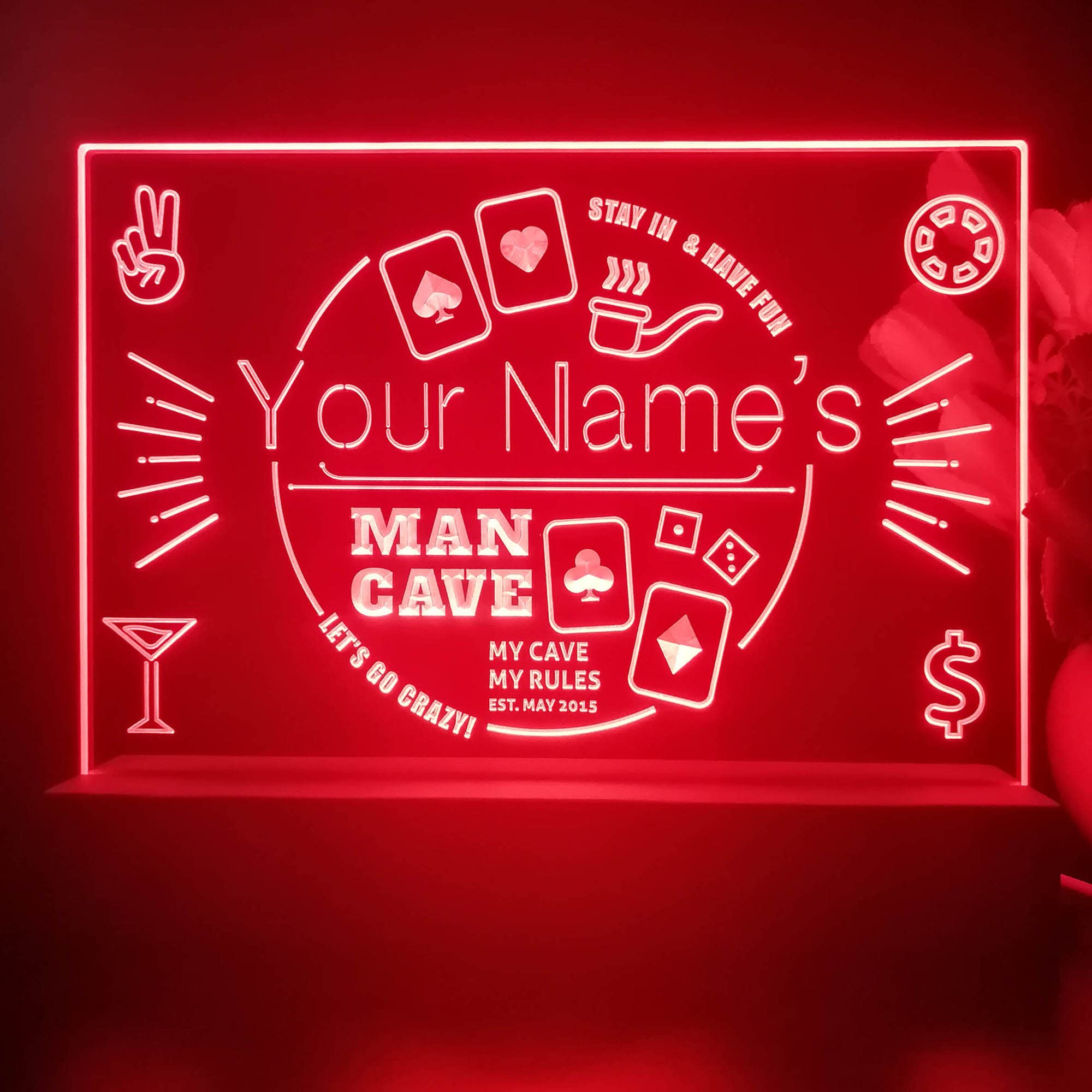 AdvPro Personalized Man Cave My Rule Poker Room Tabletop LED Neon Night Light & Lamp Color-Changing 4 Modes st5s21-p0022-tm-c