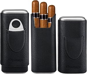 COOL KNIGHT Leather Cigar Case Black