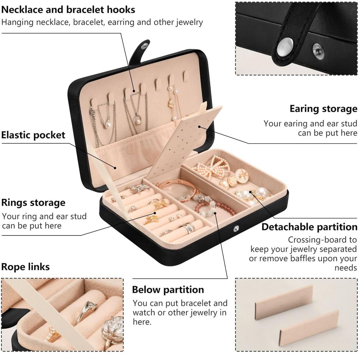 Bolaz Leather Jewelry Box Jewelry Case Storage Box Gold Japanese Dragon For Rings Earrings Necklaces