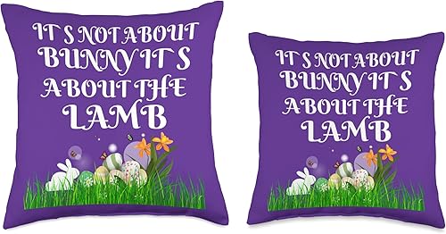Miniatura 3 de CHRISTIAN EASTER RELIGIOS DESIGN IT S NOT About The Bunny ITS About The Lamb Easter Throw Pillow 16x16 Multicolor