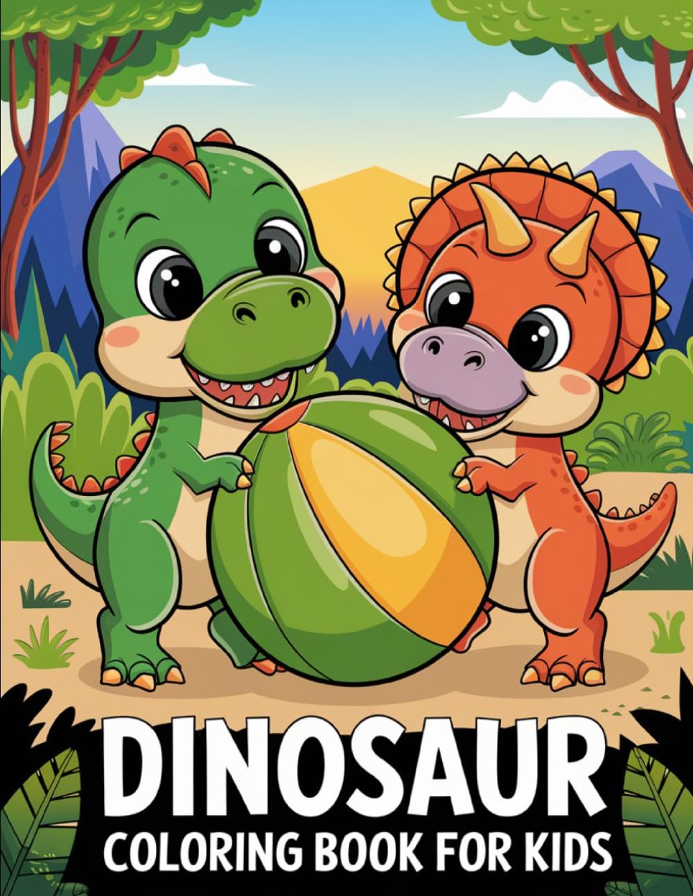Dinosaur Colouring Book For Kids: Bold & Easy Designs for Toddlers and Kids Ages 2-4 4-8