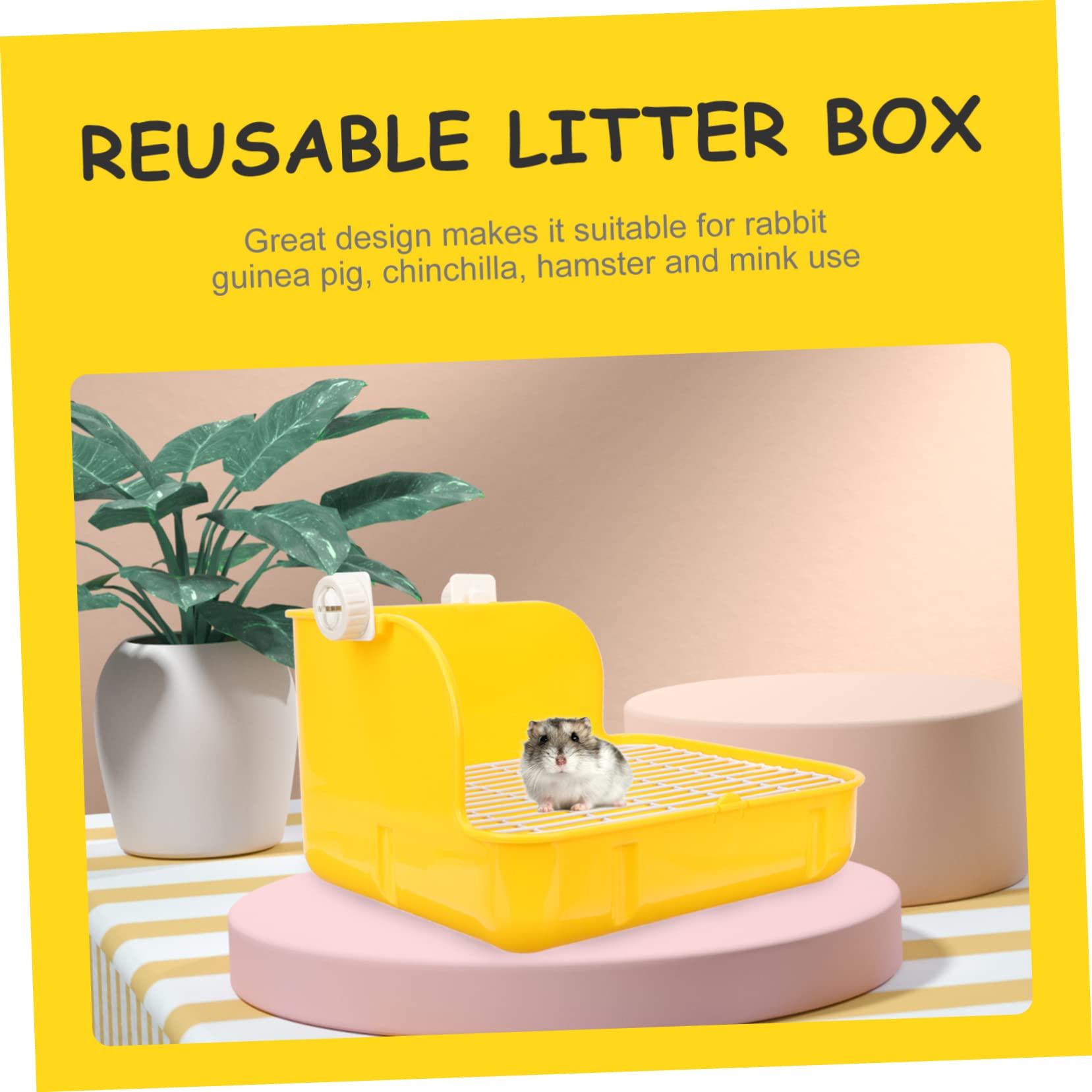BESPORTBLE Toilette per Conigli Plastica Gialla Resistente Usabile in Giardino per Conigli Nano e Cincillà
