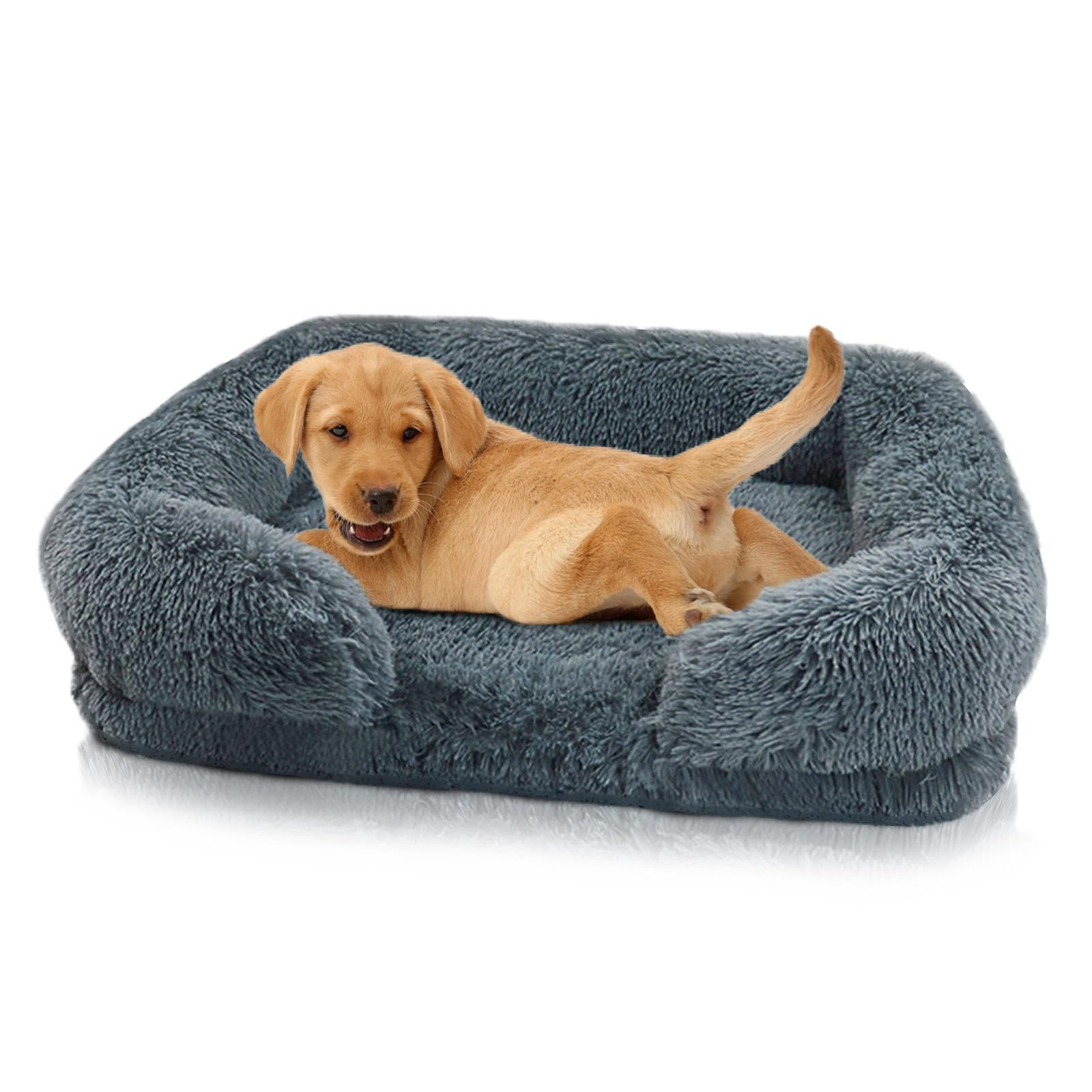 PETCUTE Materassino Cane, Cuccia Invernale Morbida per Cani con Rivestimento in Peluche, Fondo Antiscivolo e Copertura Estraibile - Letto Caldo Lavabile per Animali Domestici XXL-Grigio Scuro