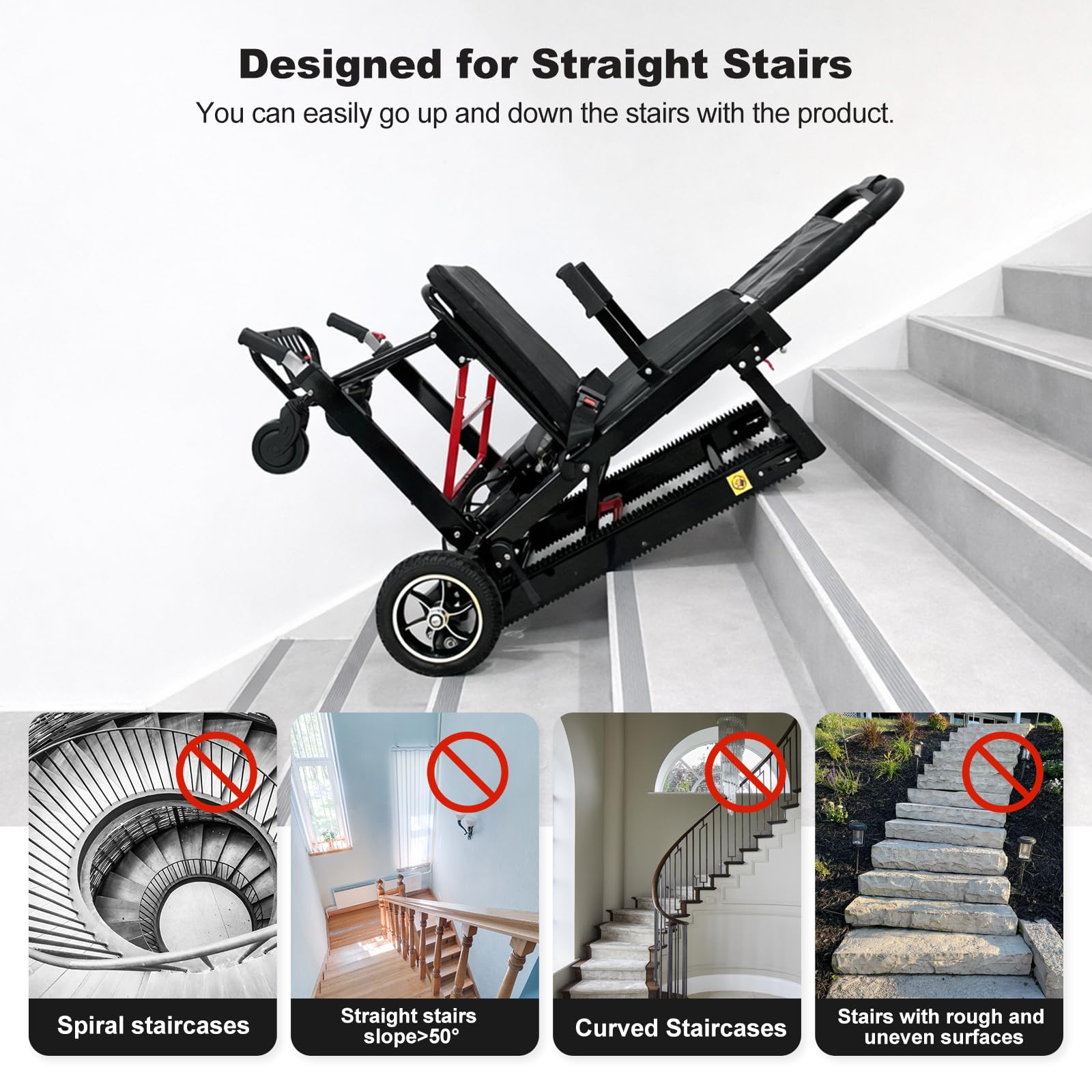 Fauteuil Roulant Monte-Escalier Électrique 2026, 33 Kg Avec Batterie Pour Adultes, Capacité De Charge 165 Kg, Pliable Et Léger, Usage Intérieur Et Extérieur, Chaîne Caoutchouc, Aide Électrique Pour Es