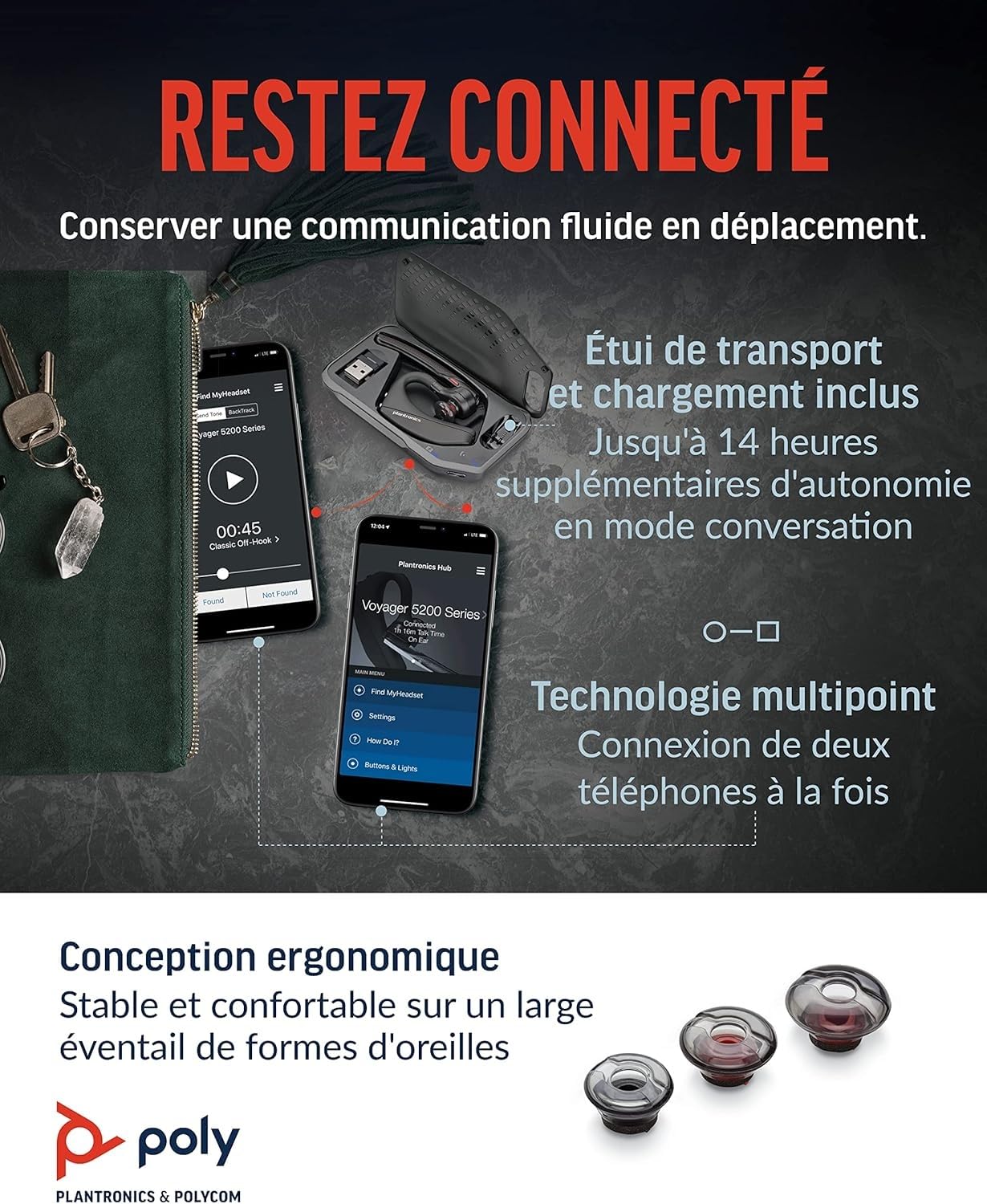 Poly Voyager 5200 UC Wireless Headset & chargeur (Plantronics) - Casque Bluetooth mono-oreille (mono) avec microphone à réduction de bruit - Connexion au téléphone portable/Mac/PC via Bluetooth