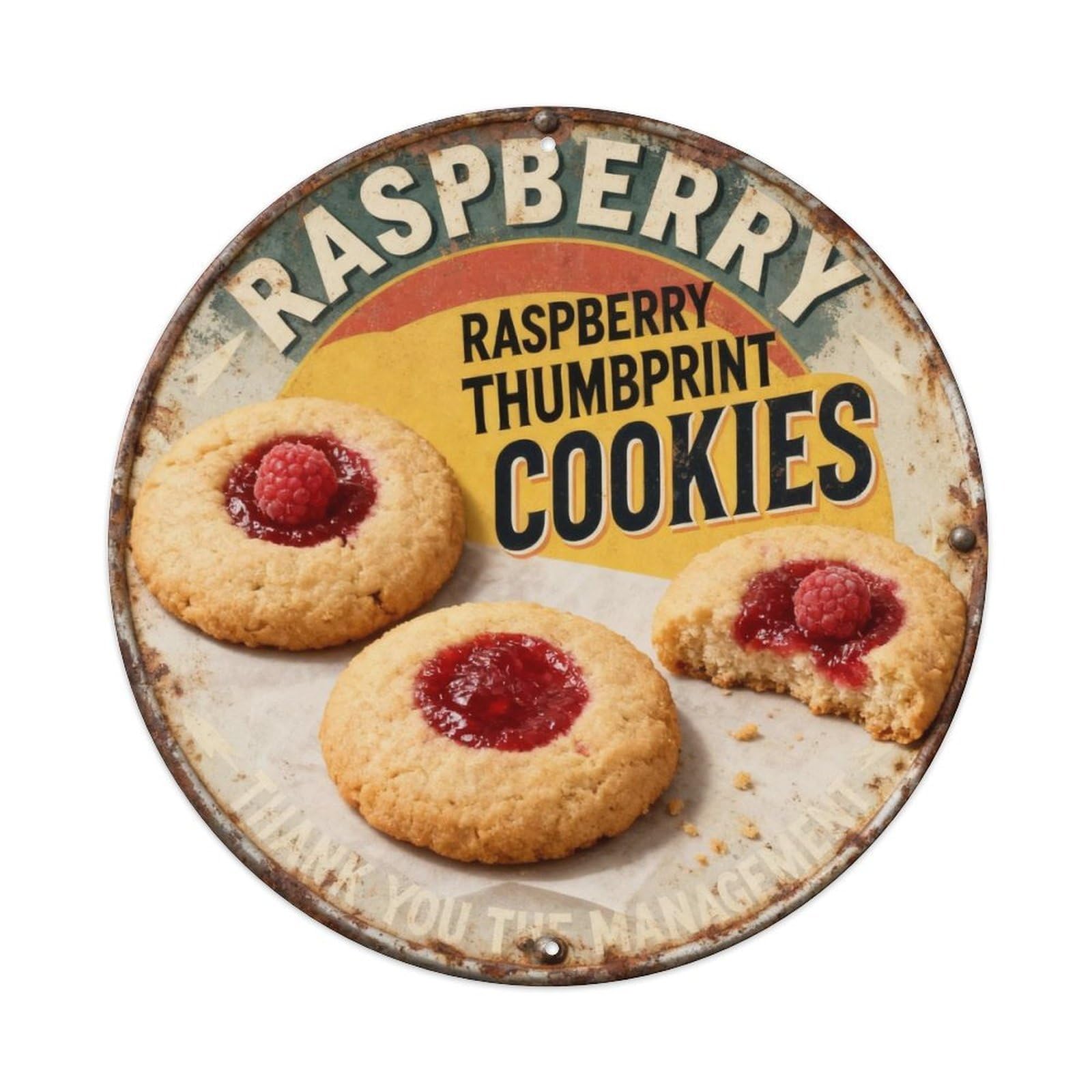 Raspberry Thumbprint Cookies Metal Tin Sign Plaque