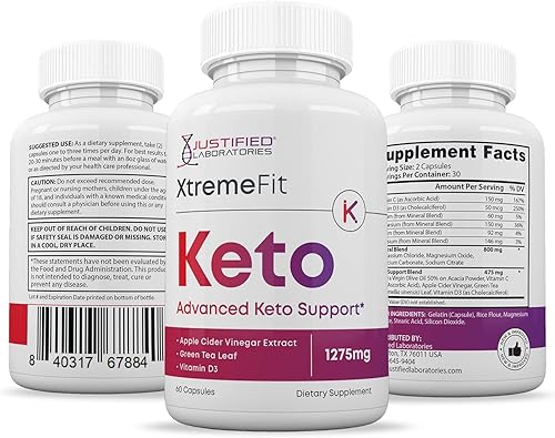 Miniatura 6 de Justified Laboratories Xtreme Fit Keto ACV Píldoras 1275 mg formuladas con vinagre de sidra de manzana Keto Support Blend Alternativa a gomitas 180