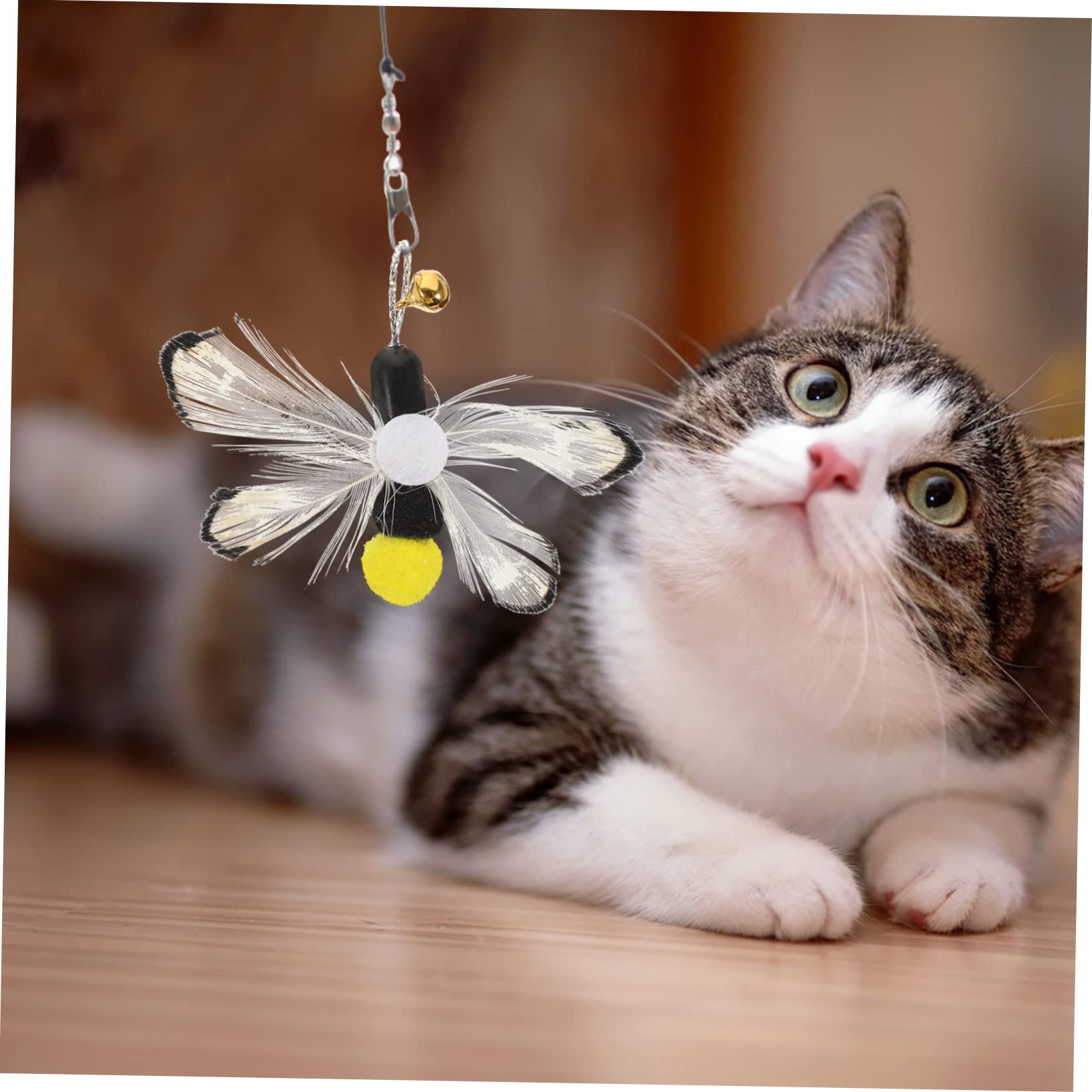 VANZACK 24stücke Katzenangel Zubehörset Teiliges Interaktives Spielzeug Für Katzen Ersatzköpfe Mit Federn Und Insekten-Design Fördert Die Bewegung Und Spaß Ihrer Katzen Drinnen