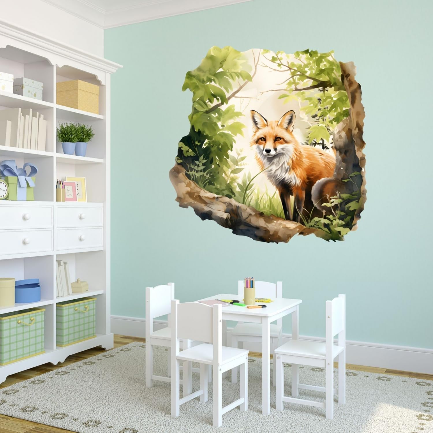 254 Wandtattoo Fuchs im Wald in 4 vers. Größen Größe 1250 x 1250 mm