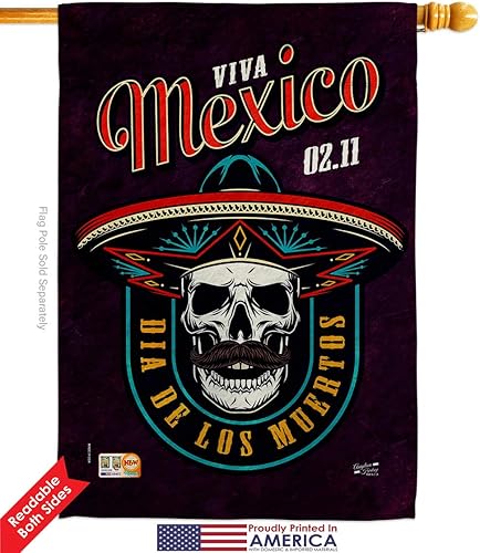 Miniatura 9 de Viva Mexico Garden House Flags Kit Falltime Day of Dead Dia De Los Muertos Fiesta Mexican Party Autumntime Small Decorative Gift Yard Banner Made In