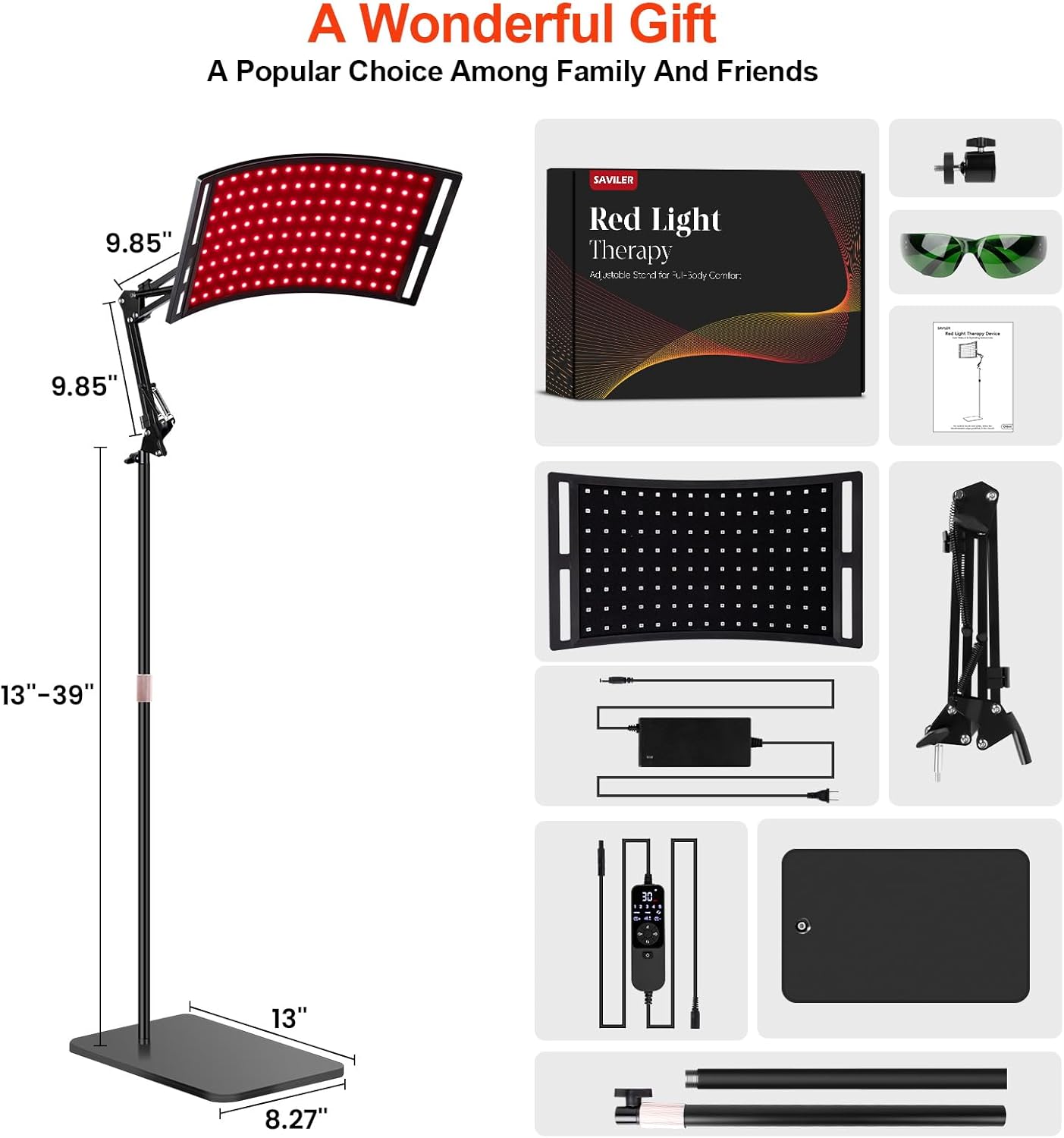 SAVILER® Red Light Therapy for Face and Body, 120Pcs Infrared Red Light Therapy Lamp with Stand, 3-in-1 LED 660nm & 850nm Infrared Light Panel Device for Home Ideal Gift